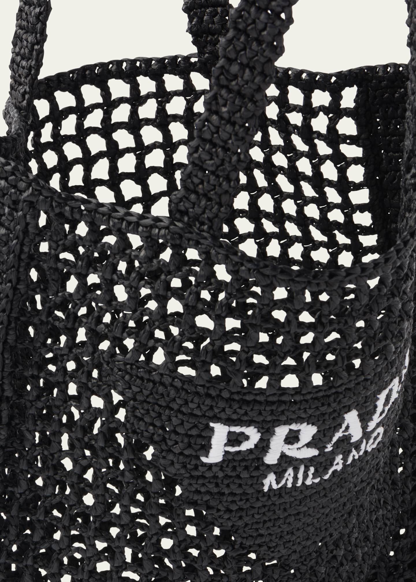 Prada Bicolor Woven Logo Shopper Tote Bag