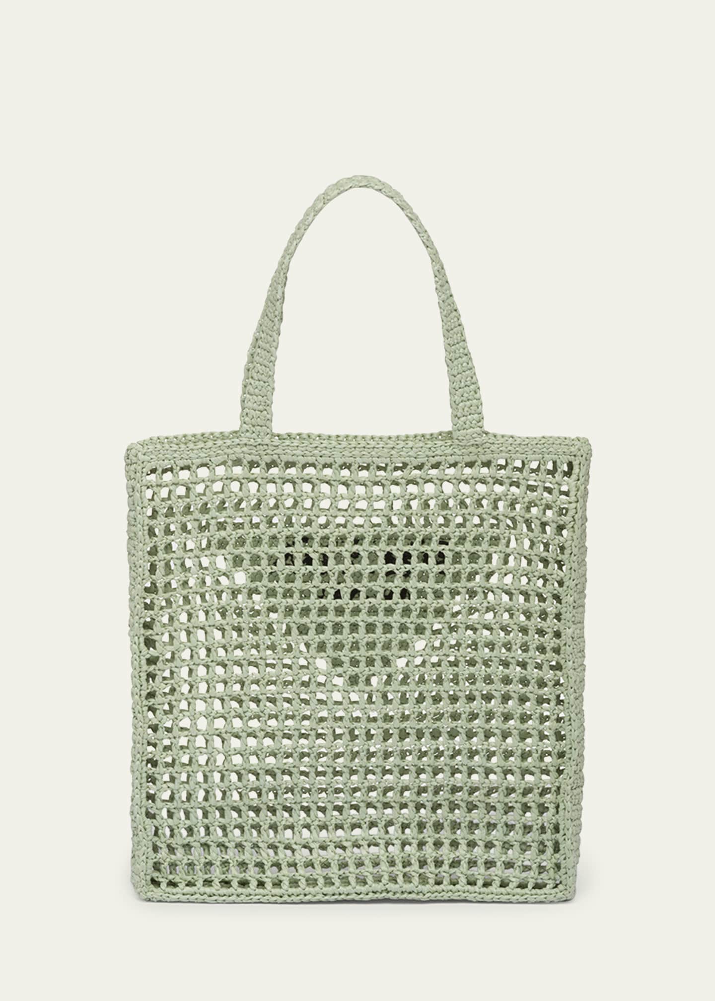 Bicolor Woven Logo Shopper Tote Bag