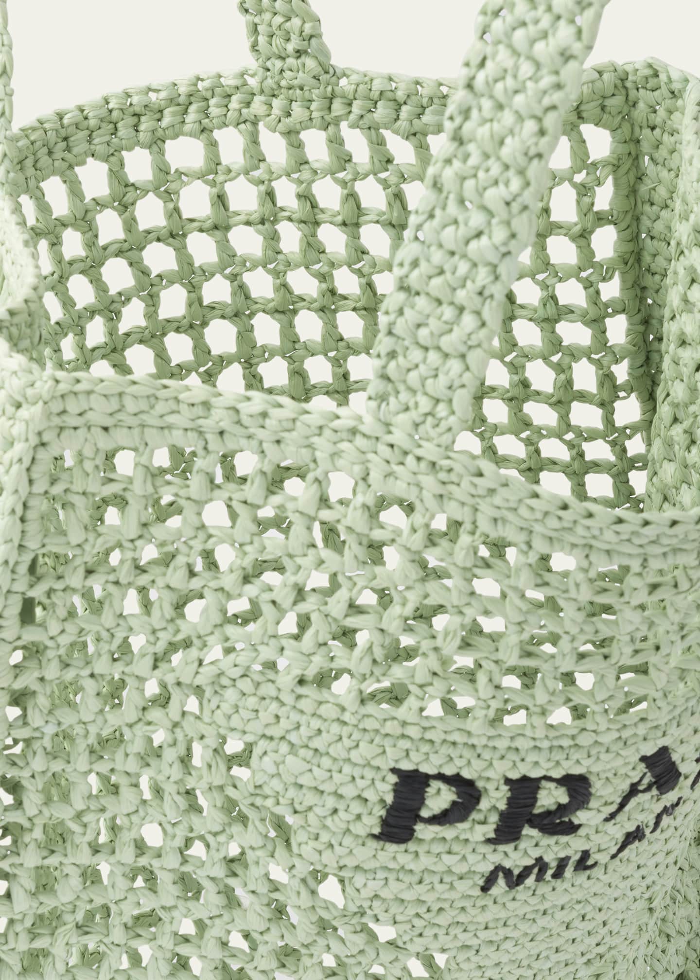 Prada Bicolor Woven Logo Shopper Tote Bag Image 4 of 5