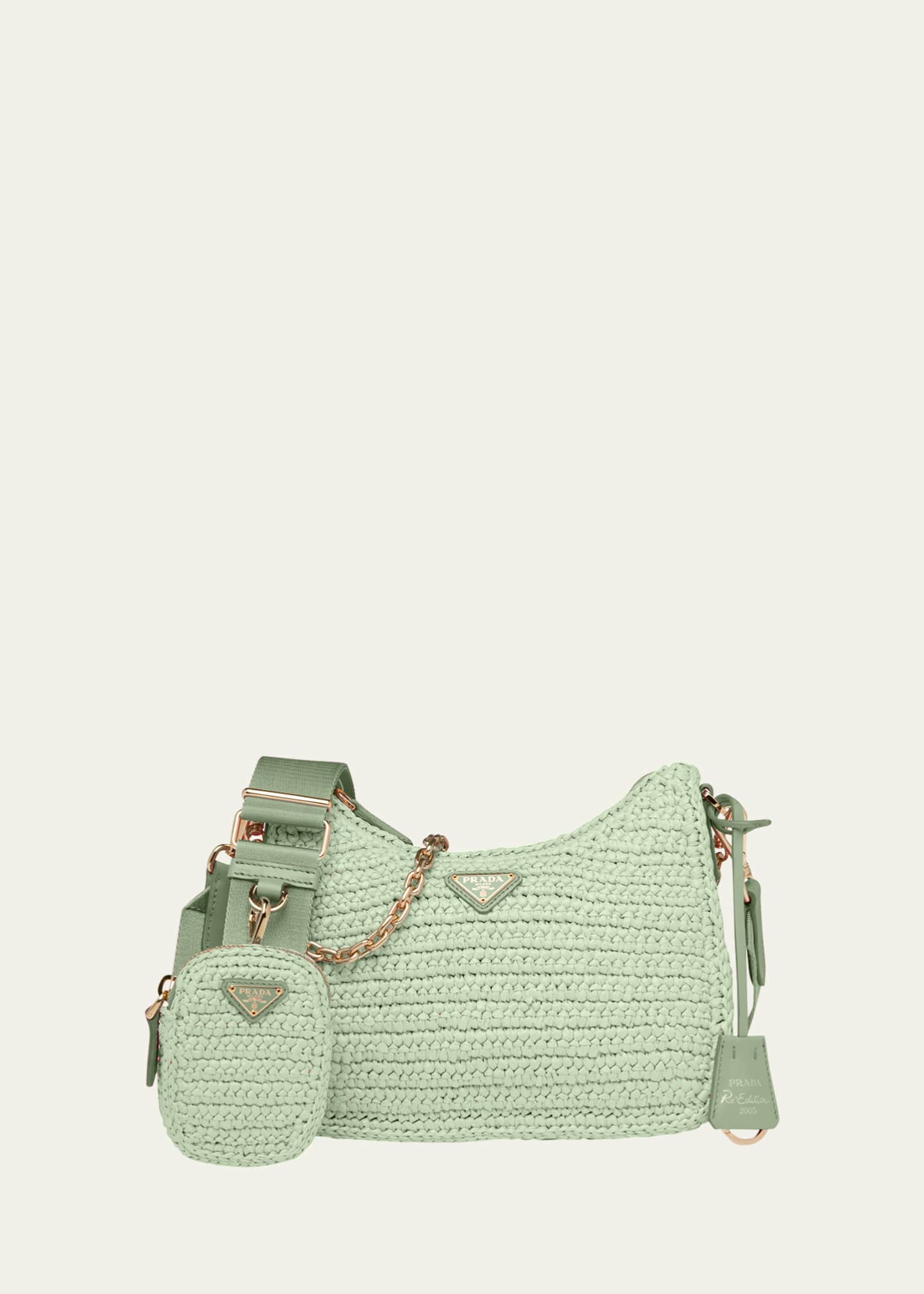 Shop Prada Raffia Shoulder Bag