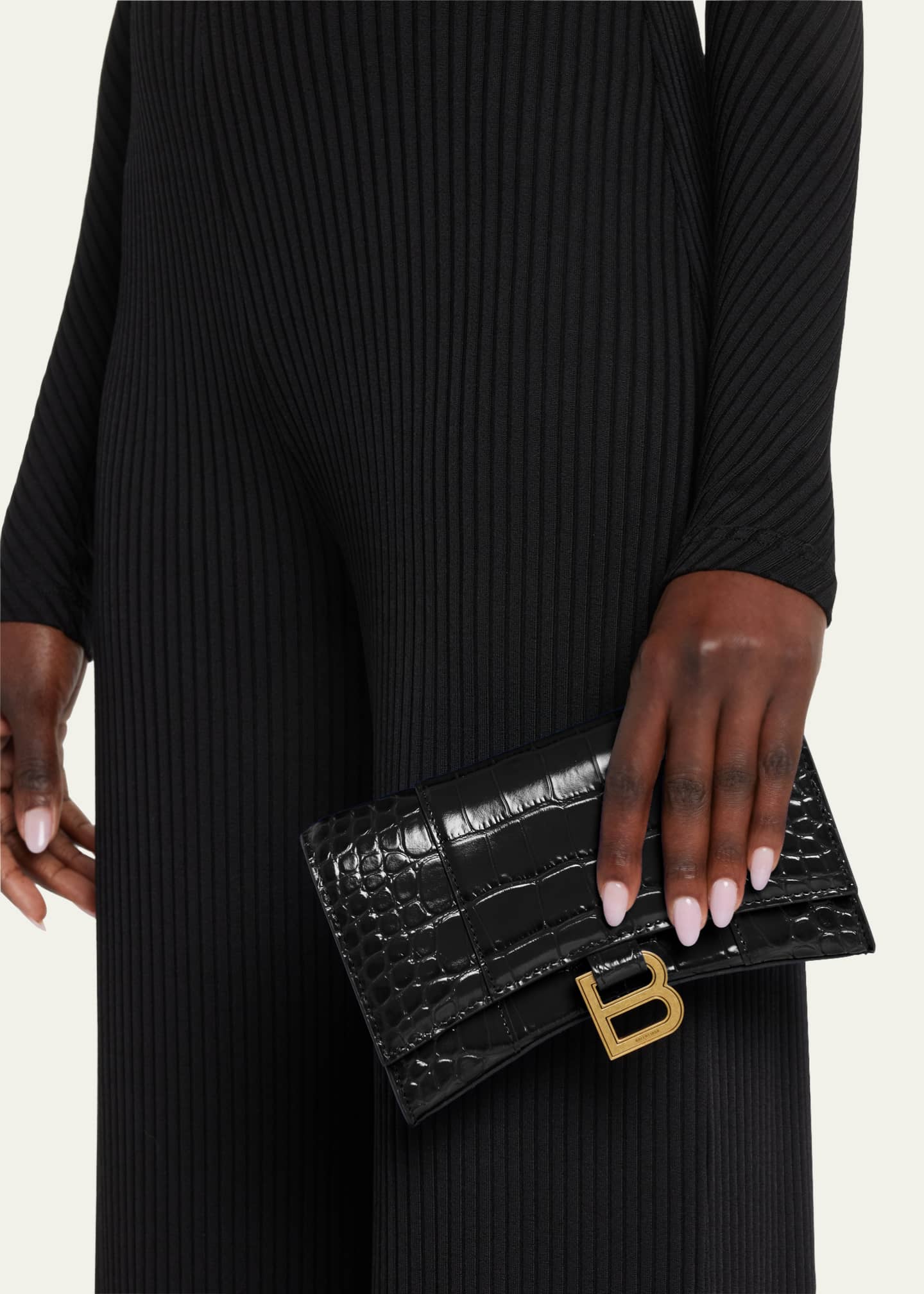 Balenciaga Hourglass Shiny Mock-Croc Chain Wallet Image 2 of 6