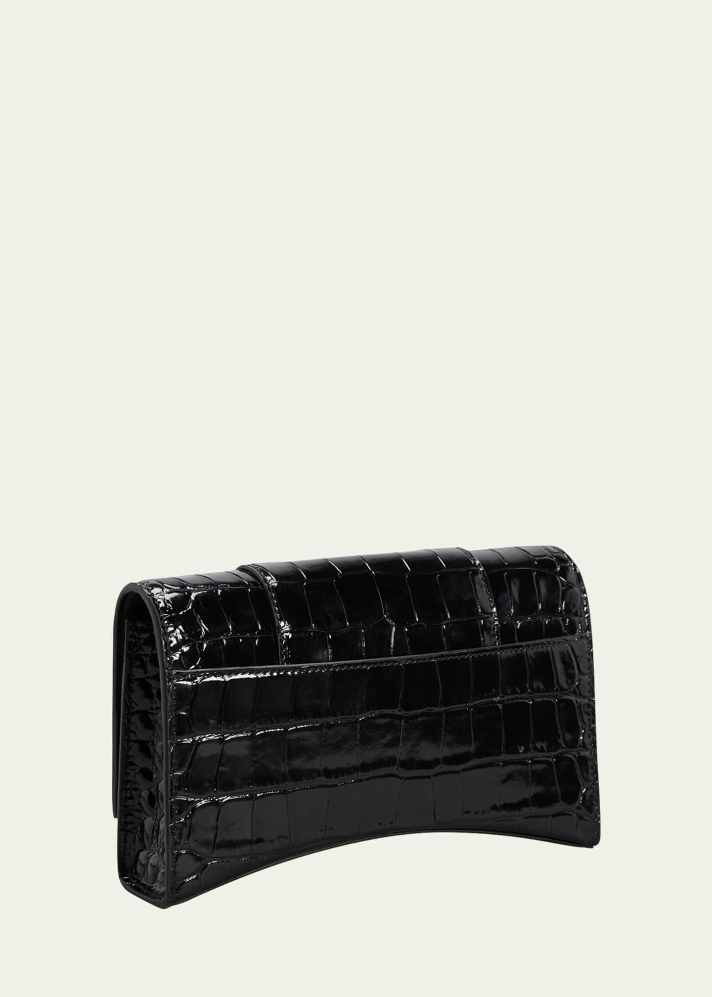 Balenciaga Hourglass Shiny Mock-Croc Chain Wallet Image 3 of 6