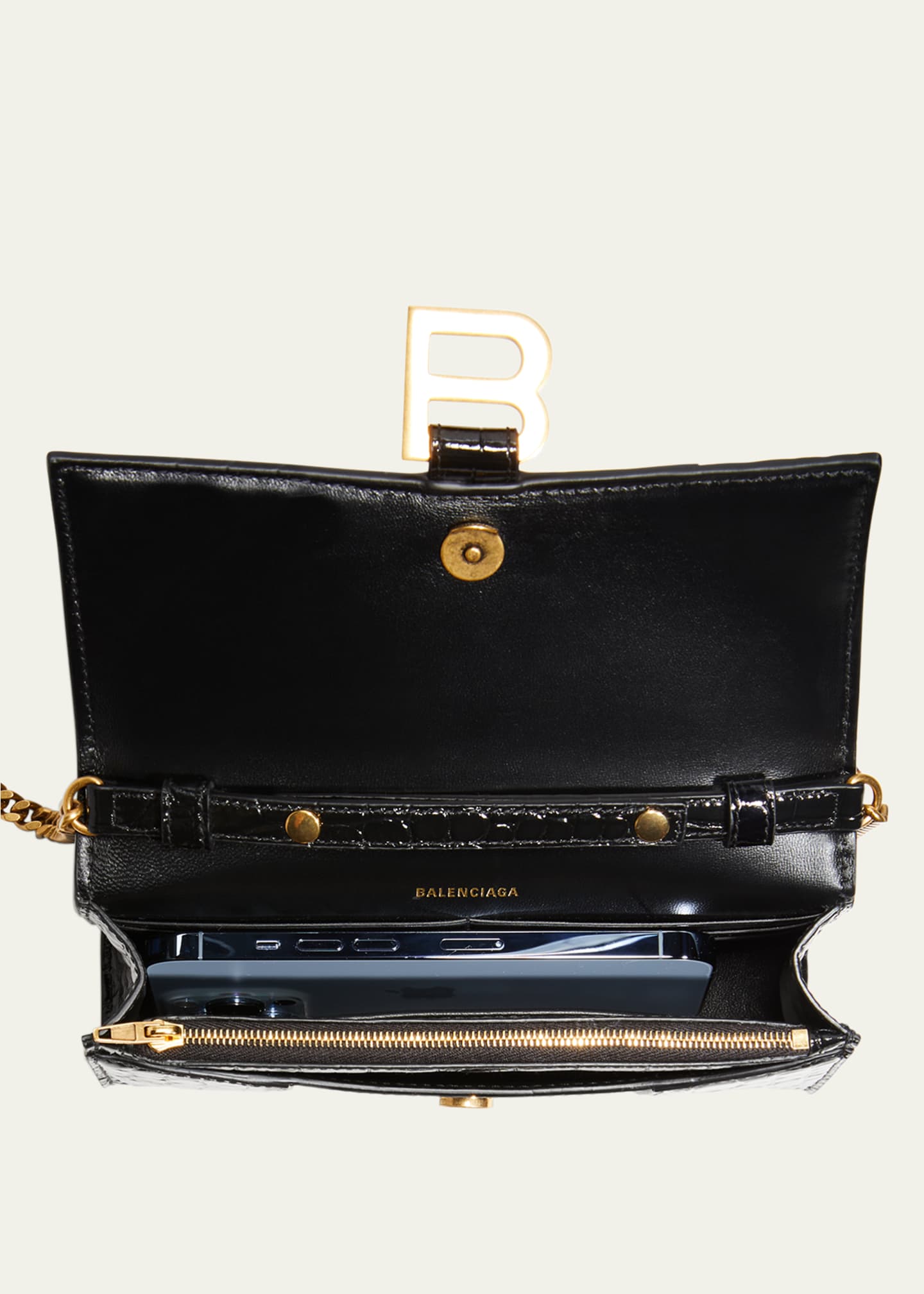 Balenciaga Hourglass Shiny Mock-Croc Chain Wallet Image 6 of 6