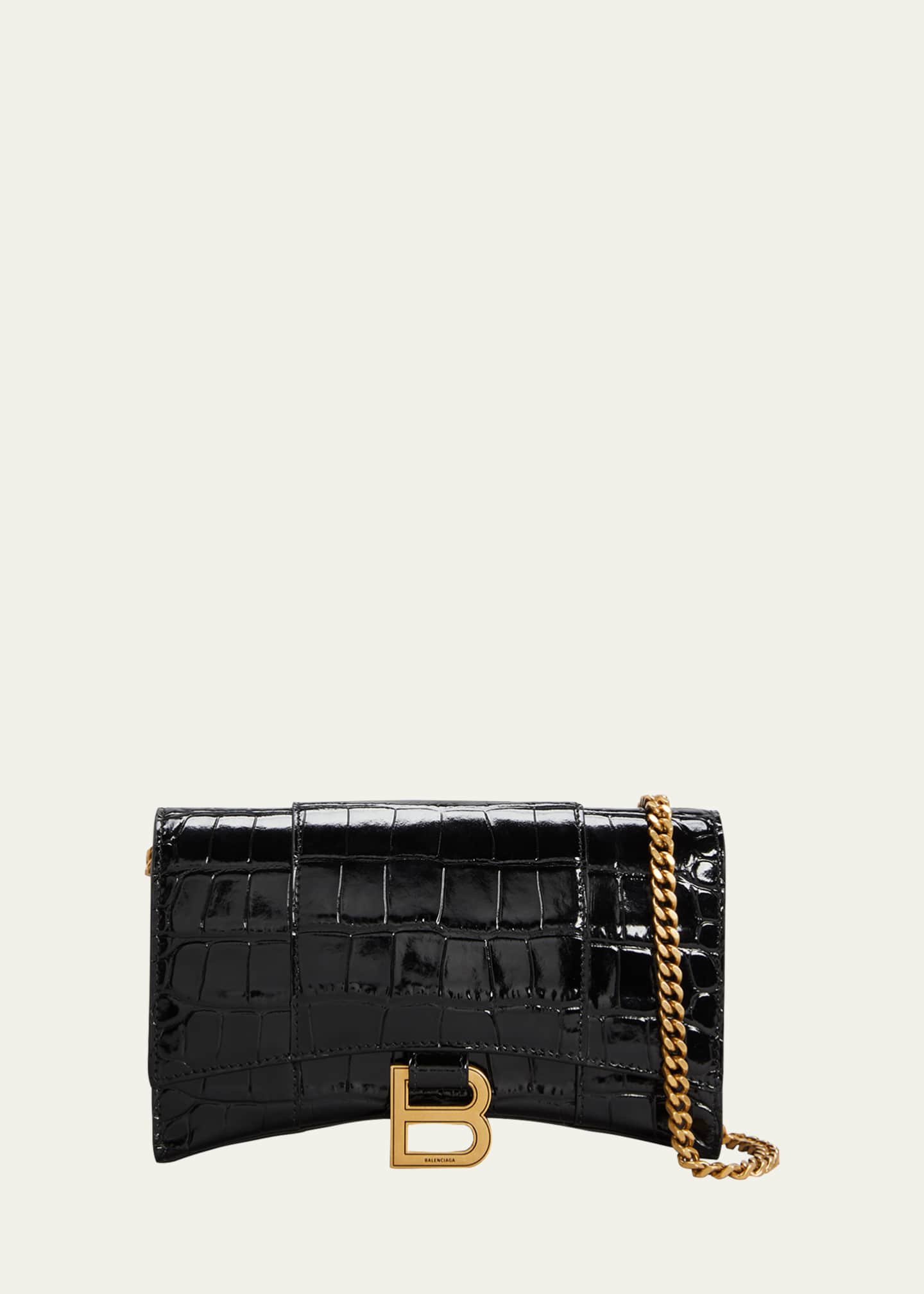 Balenciaga Hourglass Shiny Mock-Croc Chain Wallet Image 1 of 6