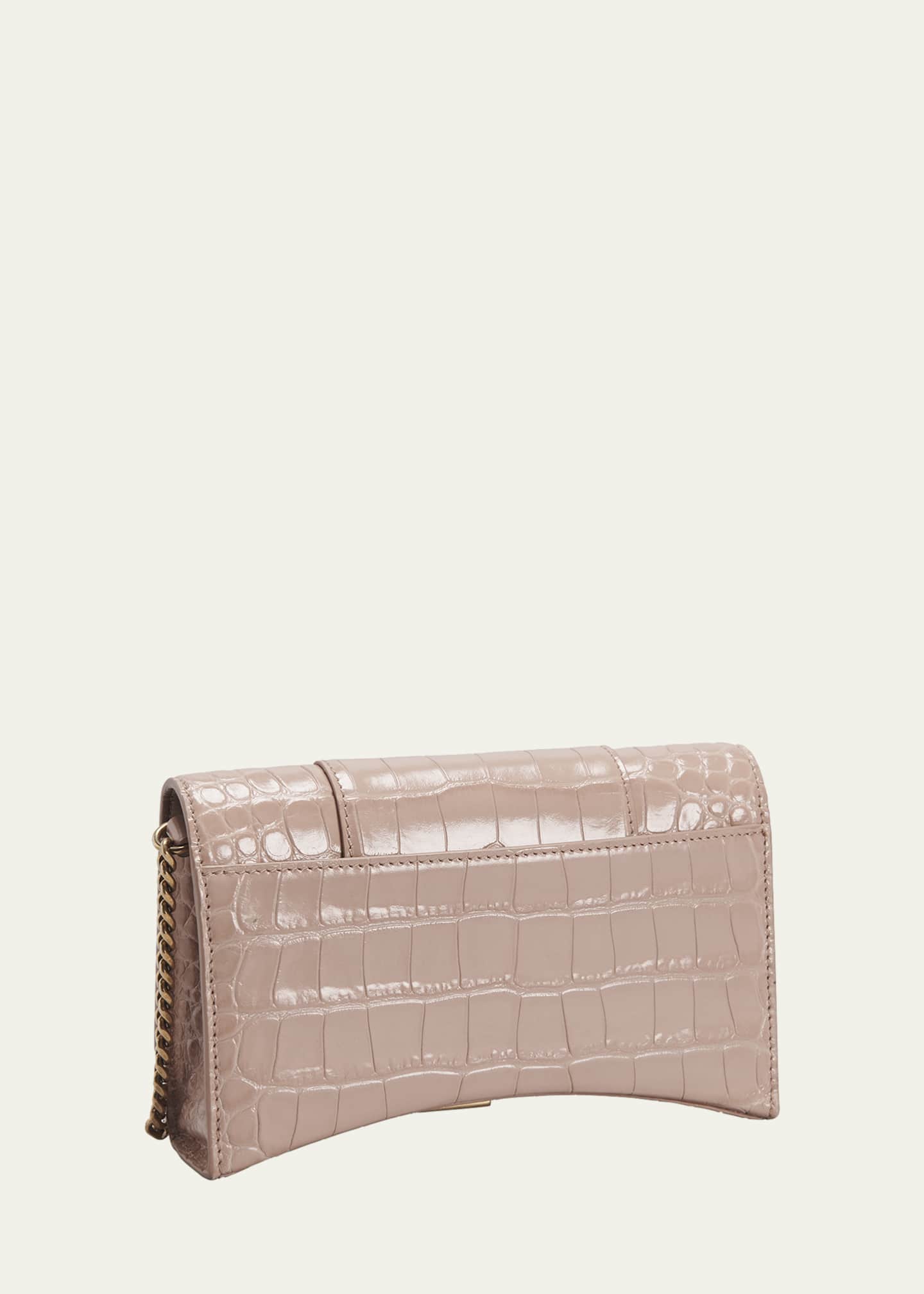 Hourglass Shiny Mock-Croc Chain Wallet
