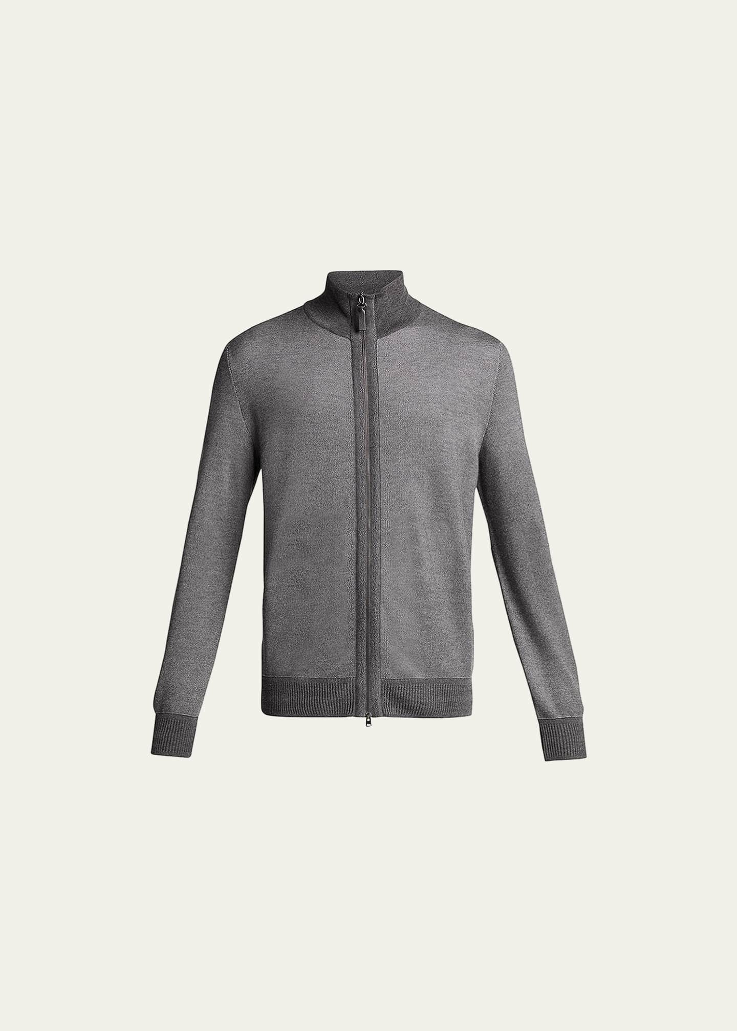 Brioni Men s Pique Full Zip Sweater Bergdorf Goodman
