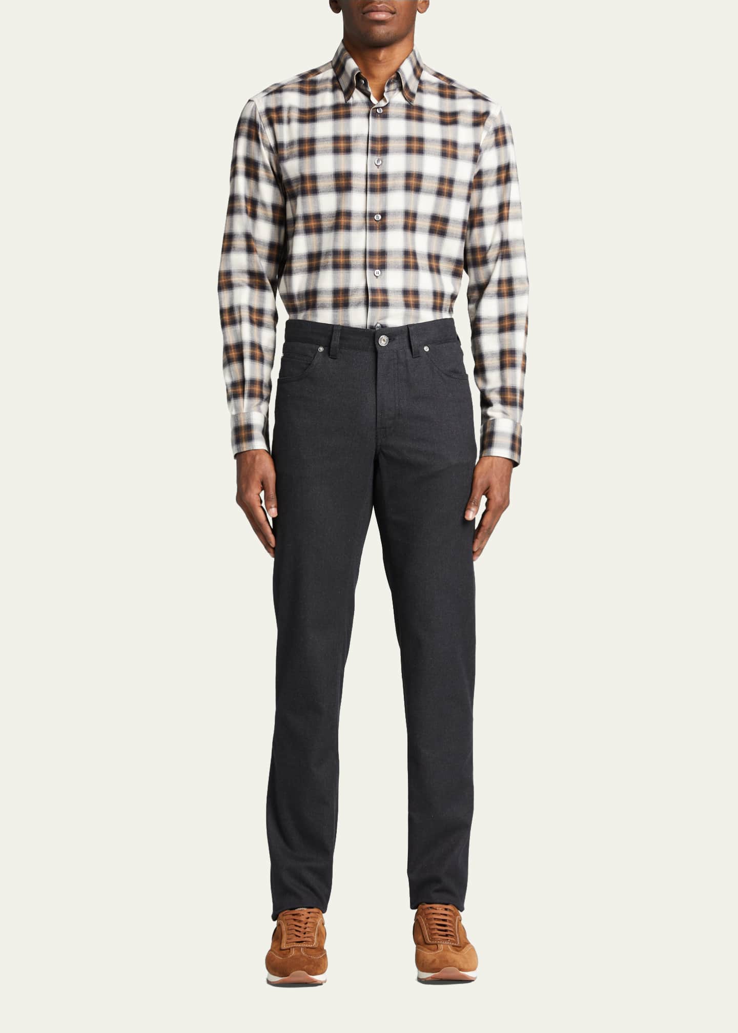 Brioni Men's Flannel 5-Pocket Pants Image 2 of 5
