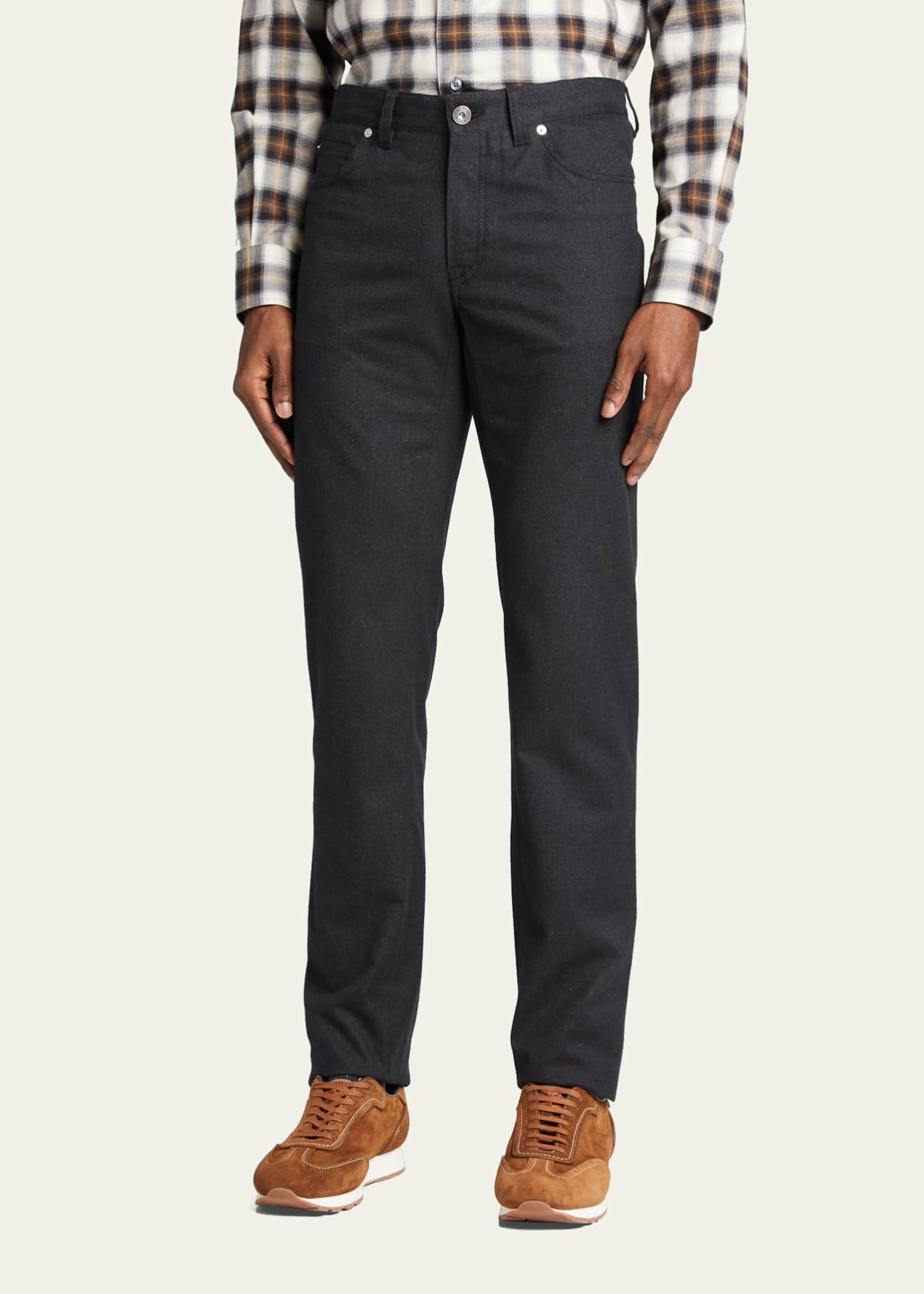 Brioni Men's Flannel 5-Pocket Pants Image 4 of 5