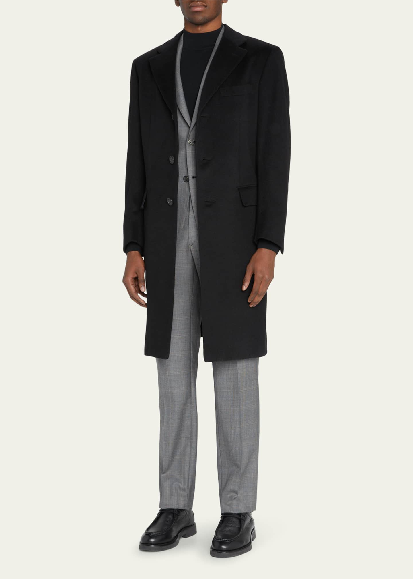 Brioni Men's Solid Cashmere Topcoat - Bergdorf Goodman