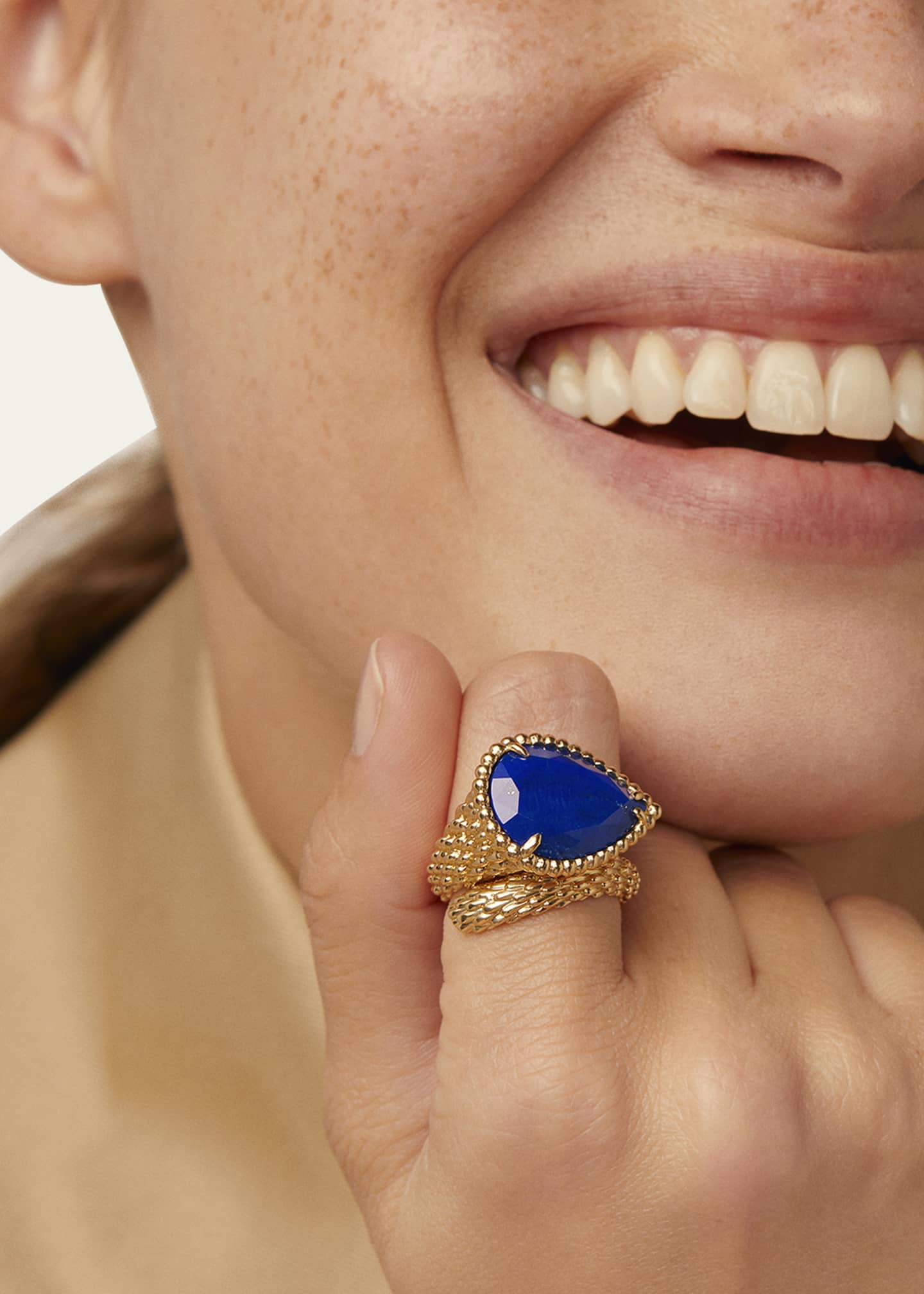 Boucheron Serpent Boheme Large Lapis Motif Ring Size 54