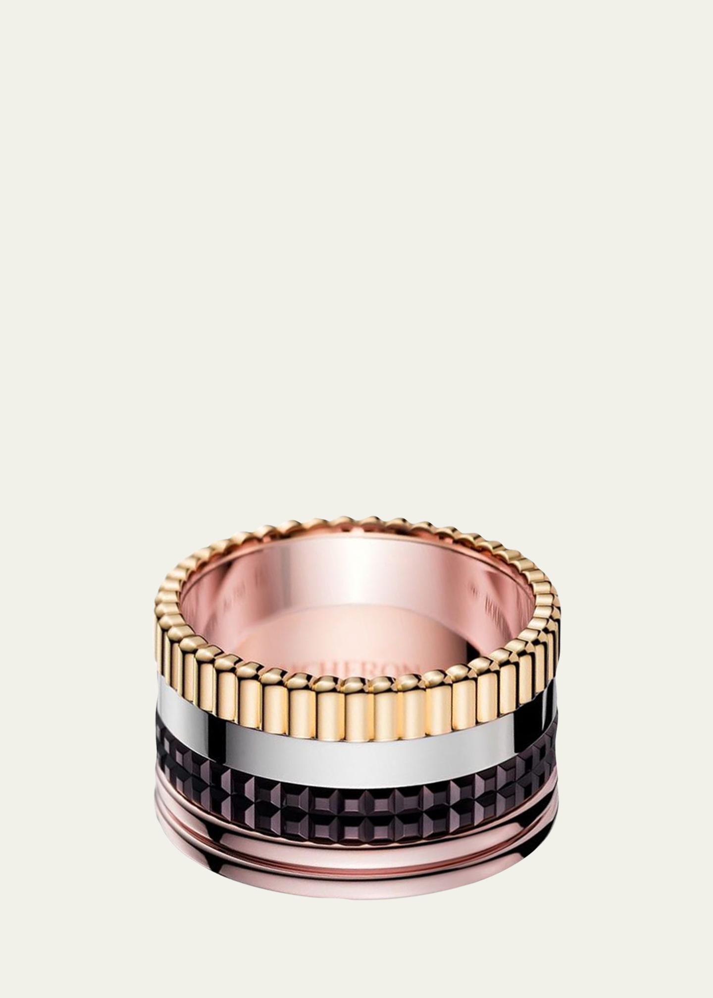 Boucheron Quatre Large Ring in Tricolor Gold with Brown PVD 