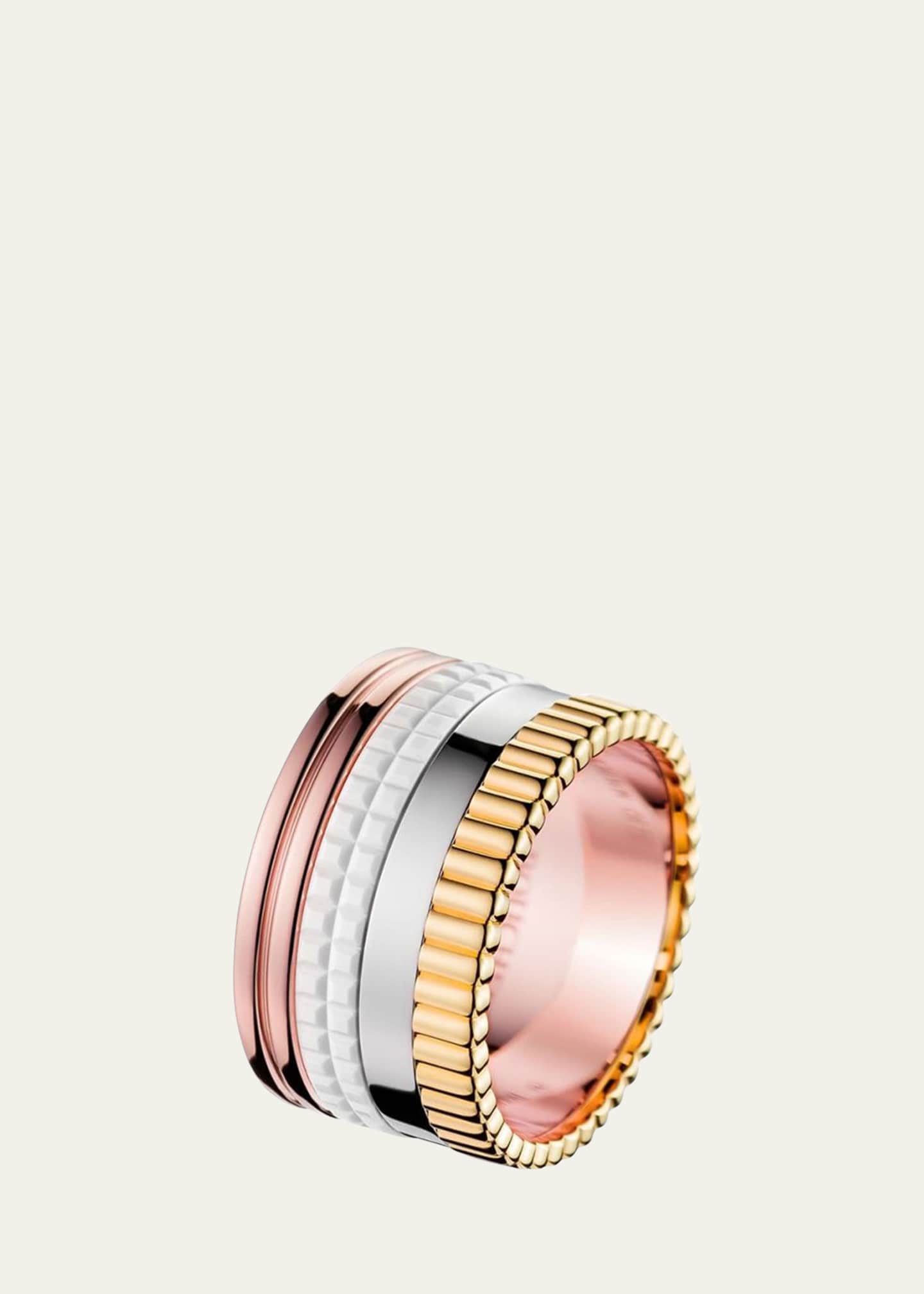 Boucheron Quatre Large Ring in Tricolor Gold and White Ceramic
