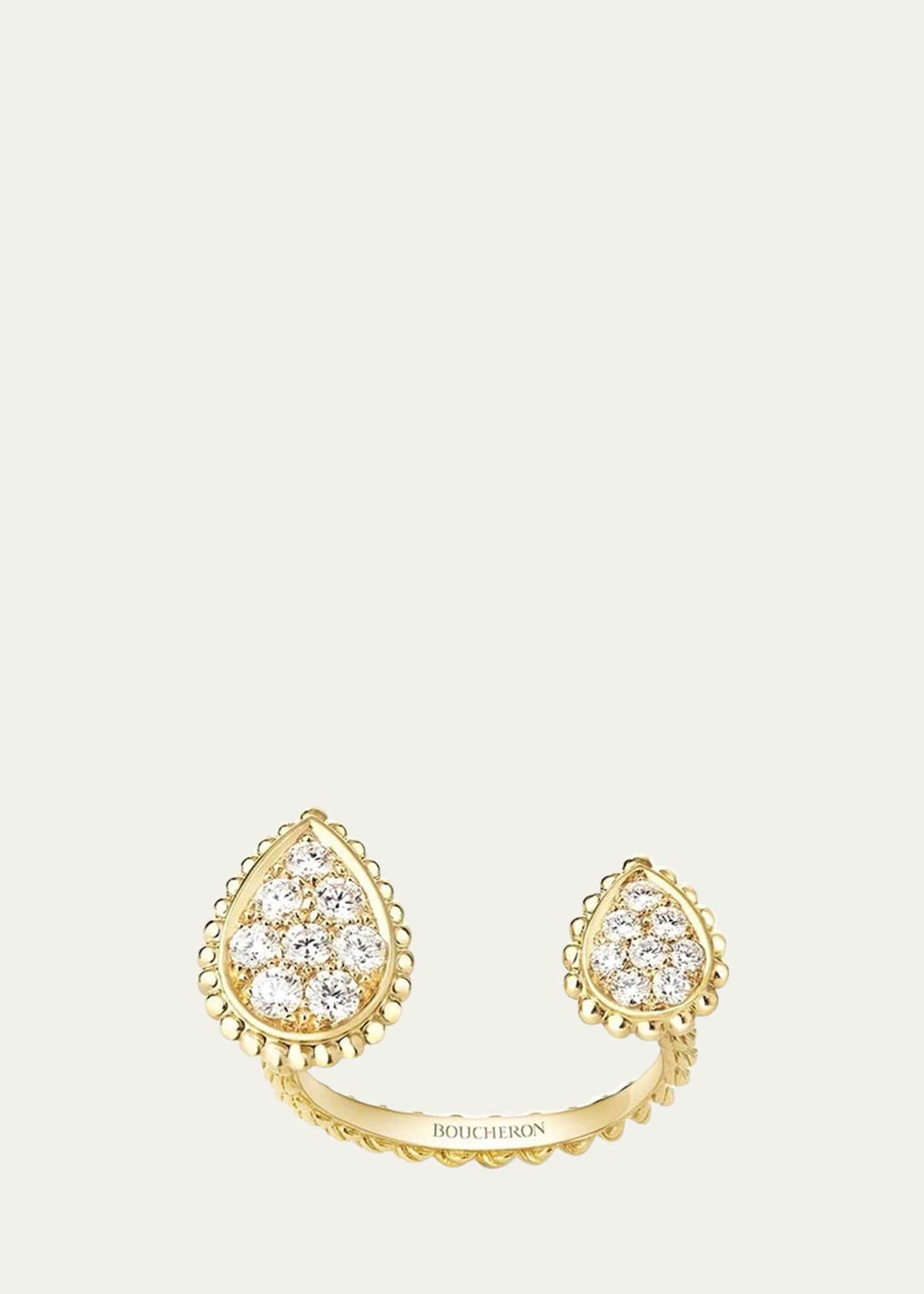 Boucheron Serpent Boheme Diamond 2-Motif Ring in Yellow Gold, Size 53 Image 1 of 2