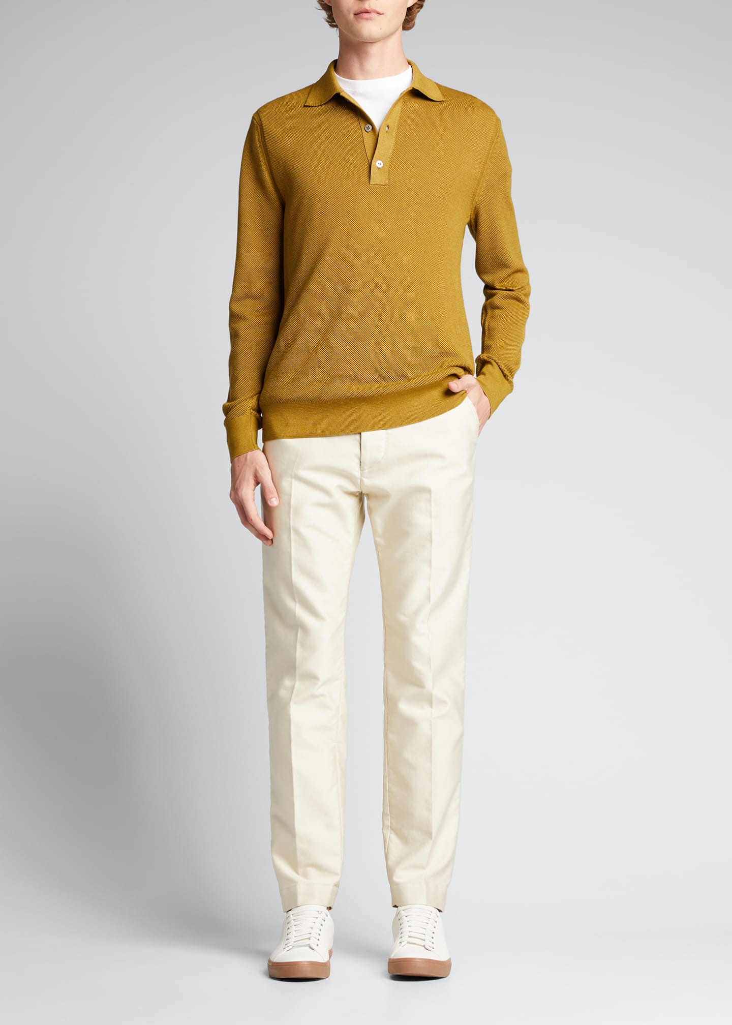 Loro Piana Men's Silk-Cashmere Polo Shirt - Bergdorf Goodman