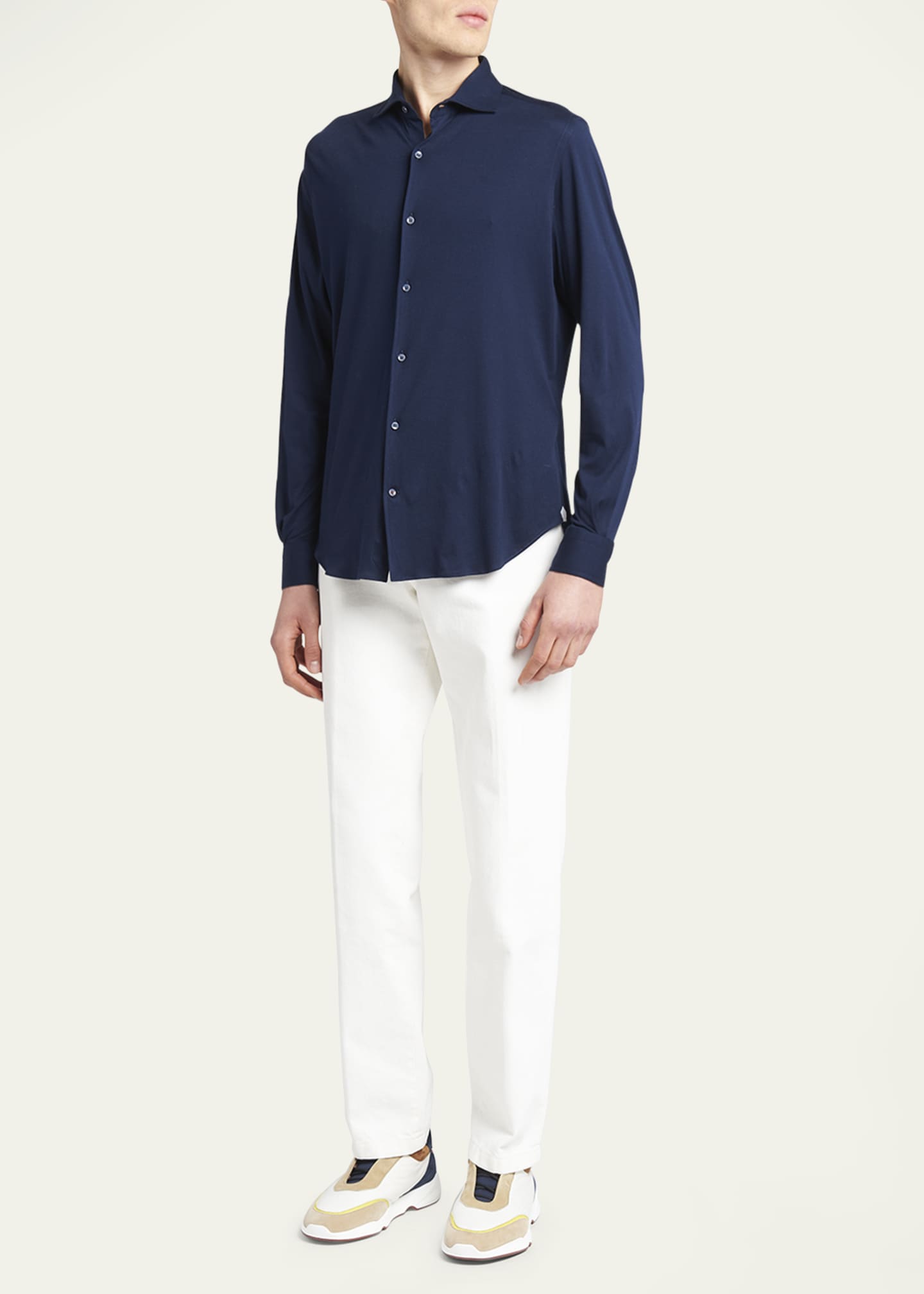 Loro Piana Men's Andrew Jersey Sport Shirt Image 2 of 5