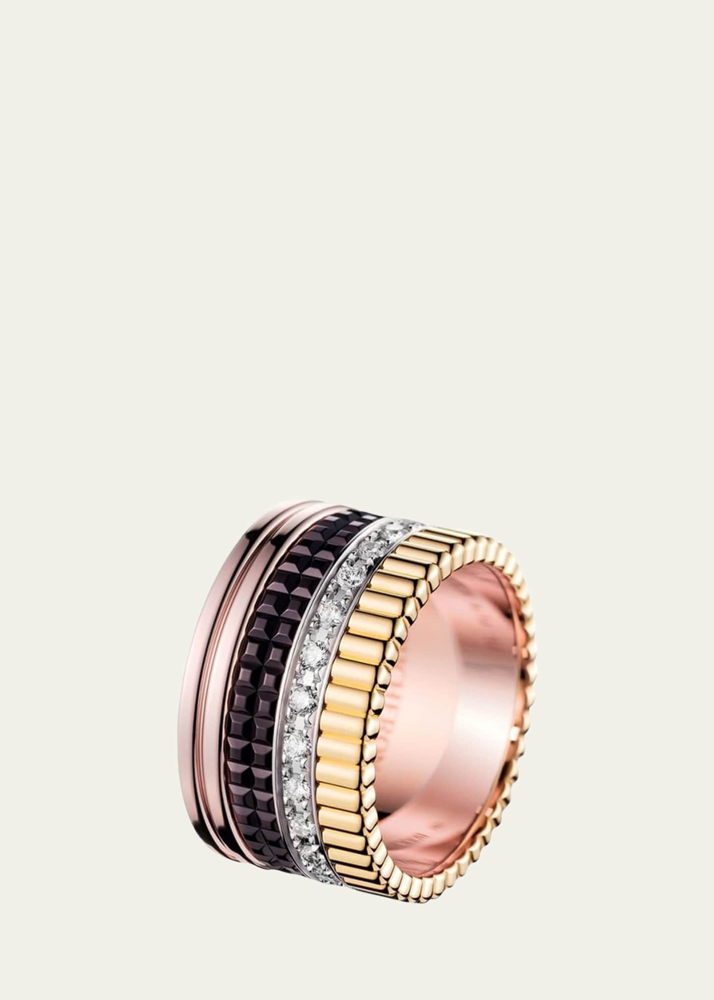 Boucheron Quatre Large Ring in Tricolor Gold with Brown PVD and Diamonds Image 1 of 2