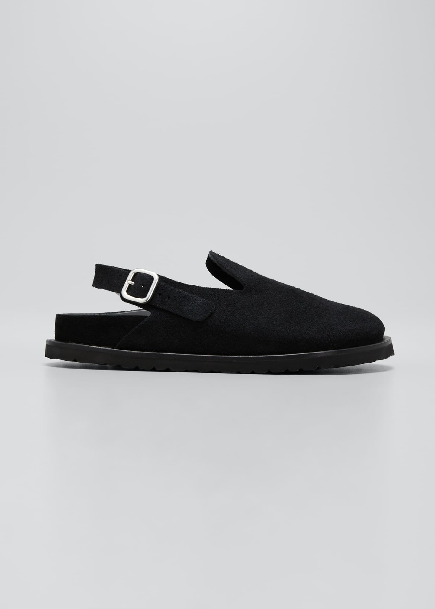 Jil Sander X Birkenstock Berlin Suede Sporty Slingback Clogs In 001 Black