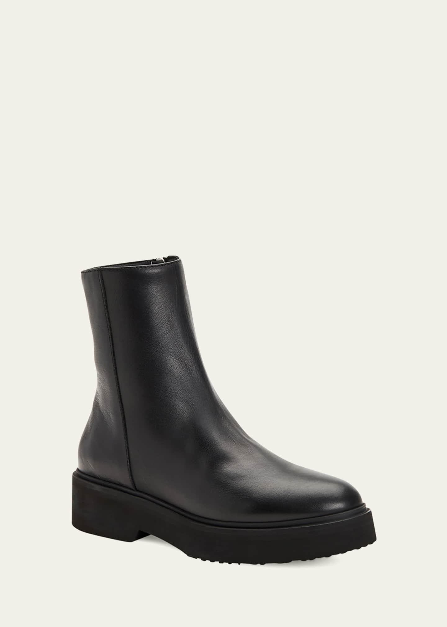 Aquatalia Maddie Calfskin Zip Moto Booties Bergdorf Goodman