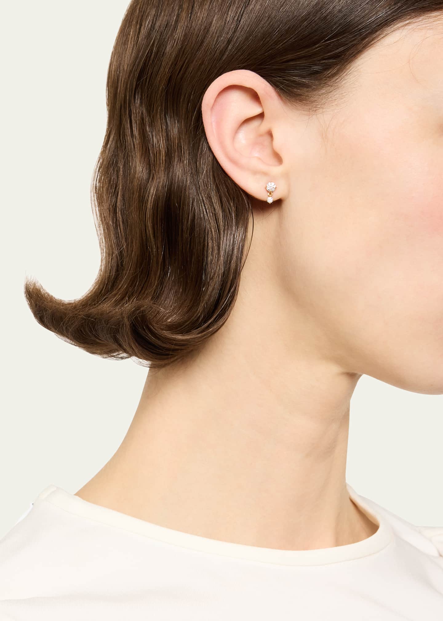 Lizzie Mandler Fine Jewelry Alternating Double-Drop Diamond Earrings in 18k Yellow Gold Image 2 of 4