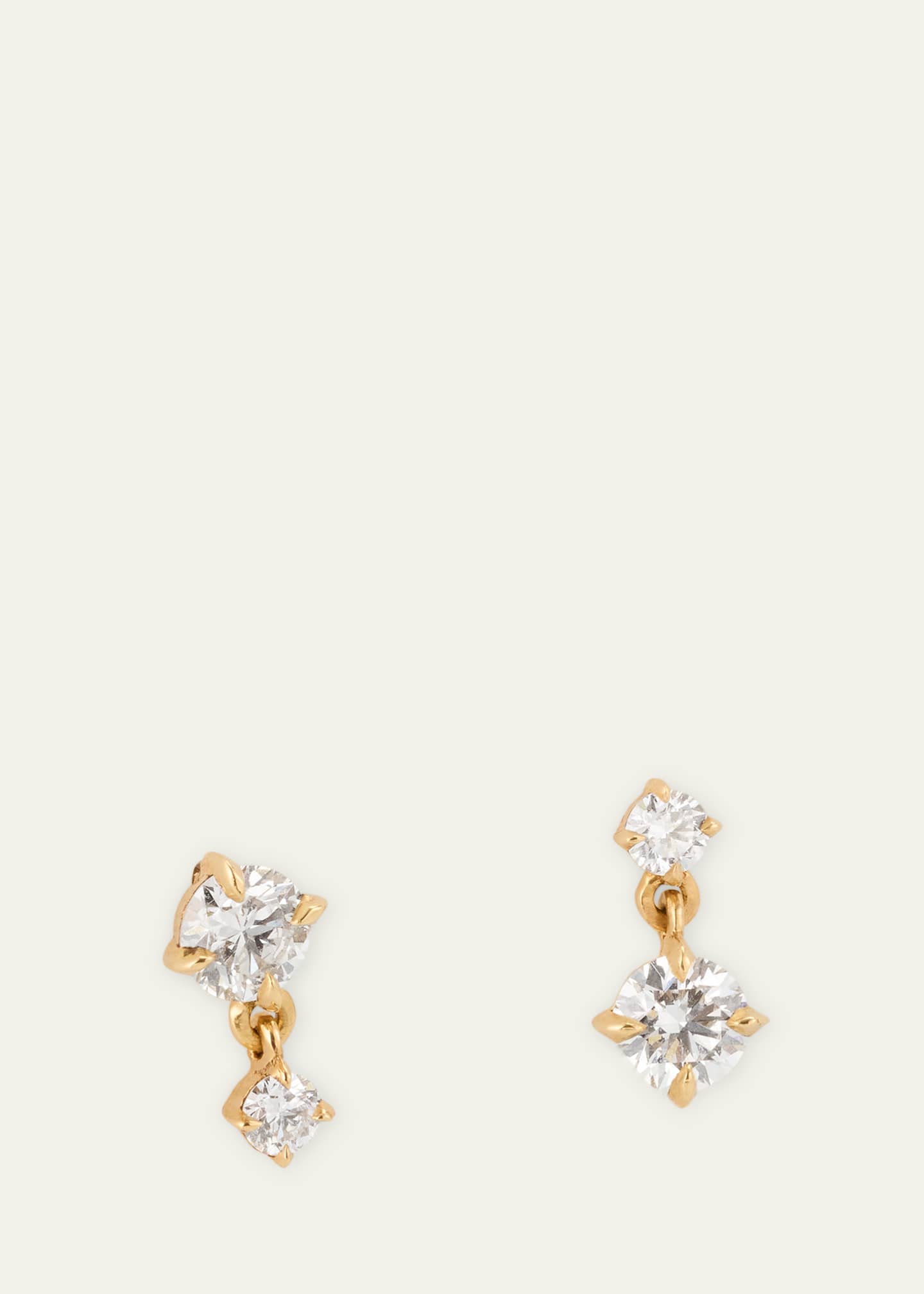 Lizzie Mandler Fine Jewelry Alternating Double-Drop Diamond Earrings in 18k Yellow Gold Image 3 of 4
