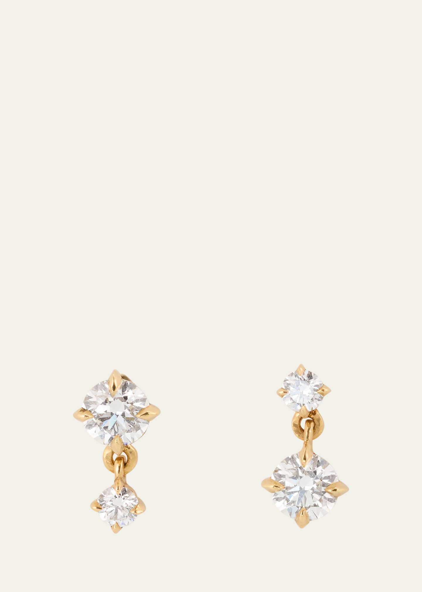 Lizzie Mandler Fine Jewelry Alternating Double-Drop Diamond Earrings in 18k Yellow Gold Image 1 of 4