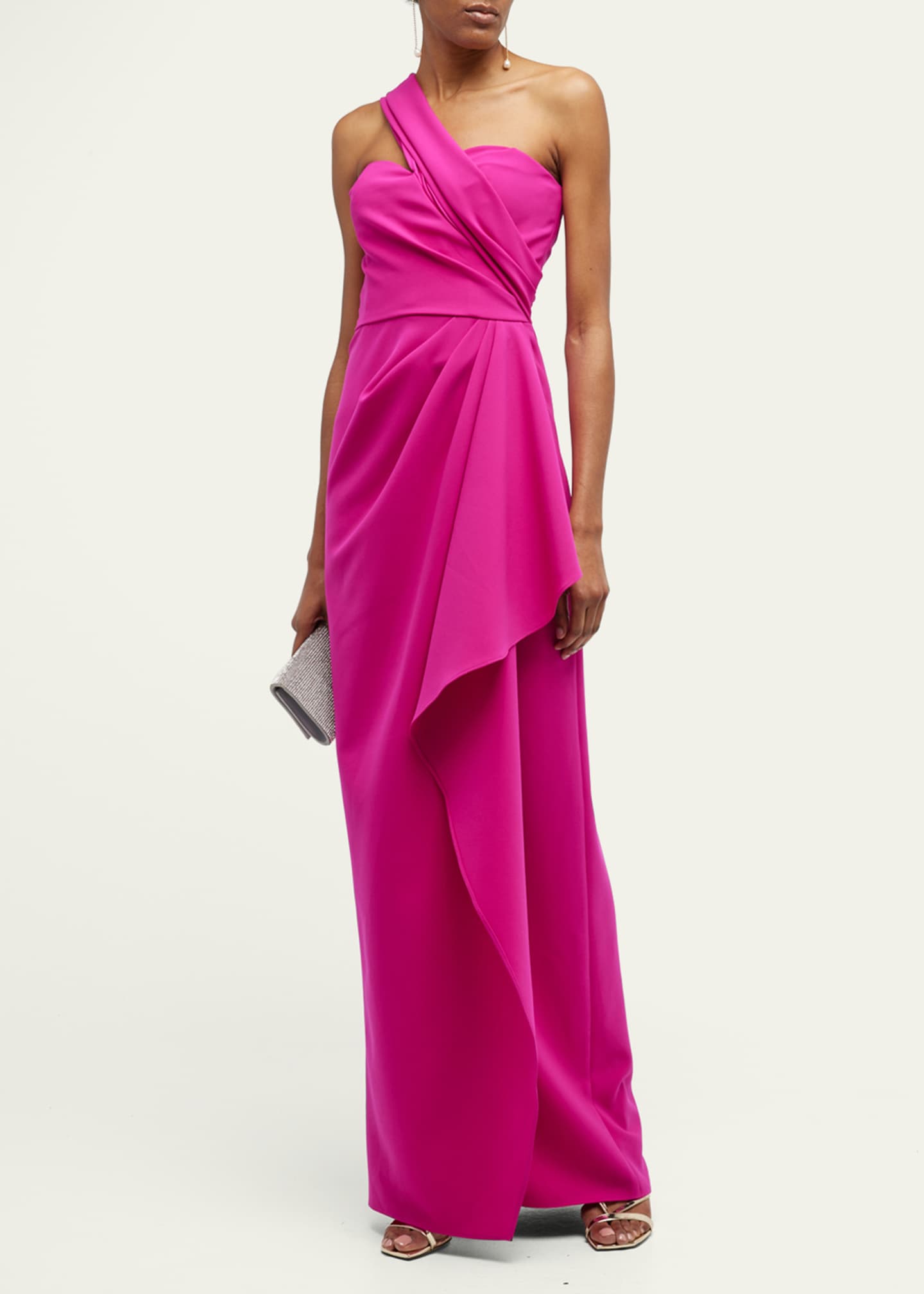 Rickie Freeman for Teri Jon One-Shoulder Draped Stretch Crepe Gown Image 2 of 5