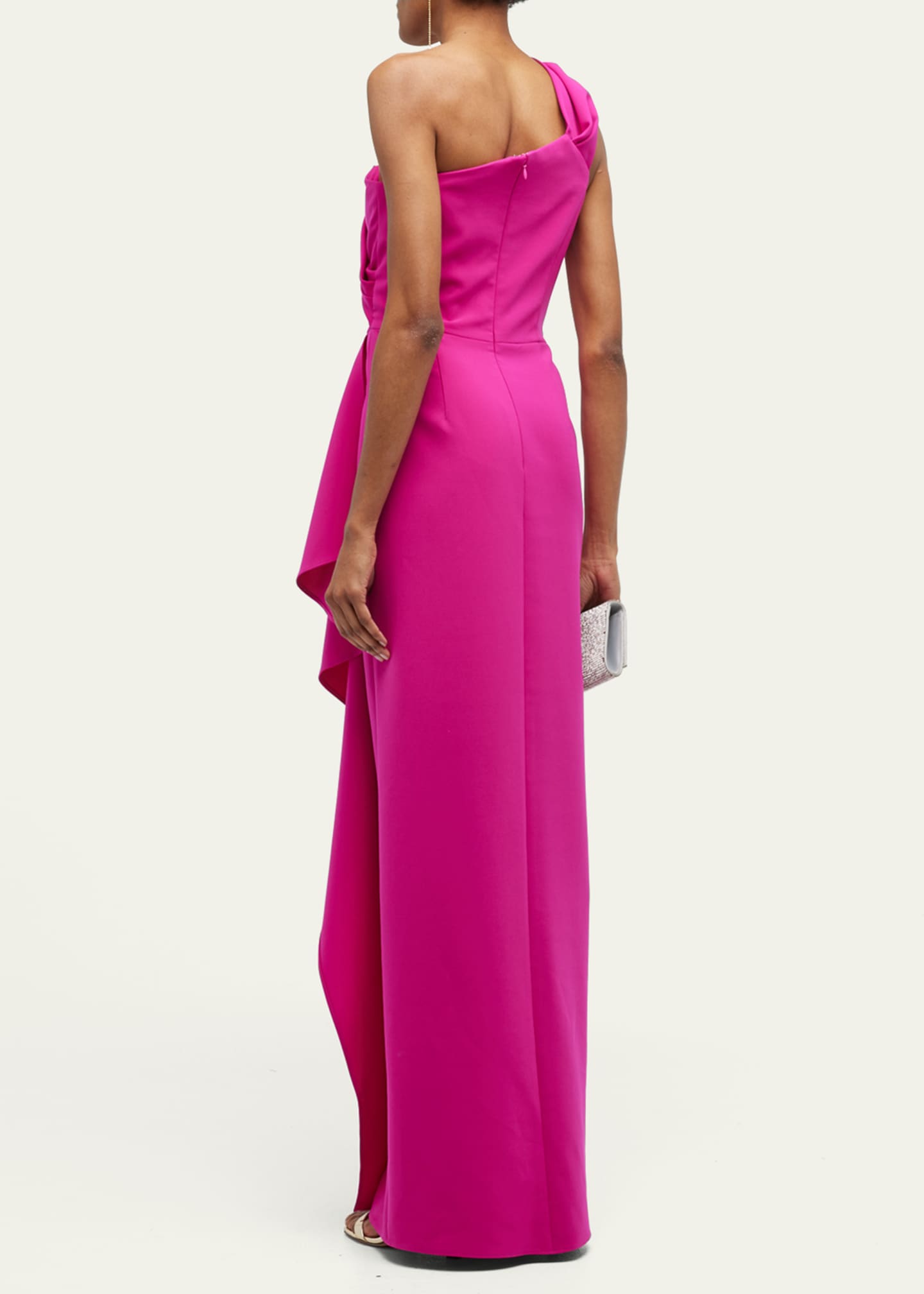 Rickie Freeman for Teri Jon One-Shoulder Draped Stretch Crepe Gown Image 3 of 5