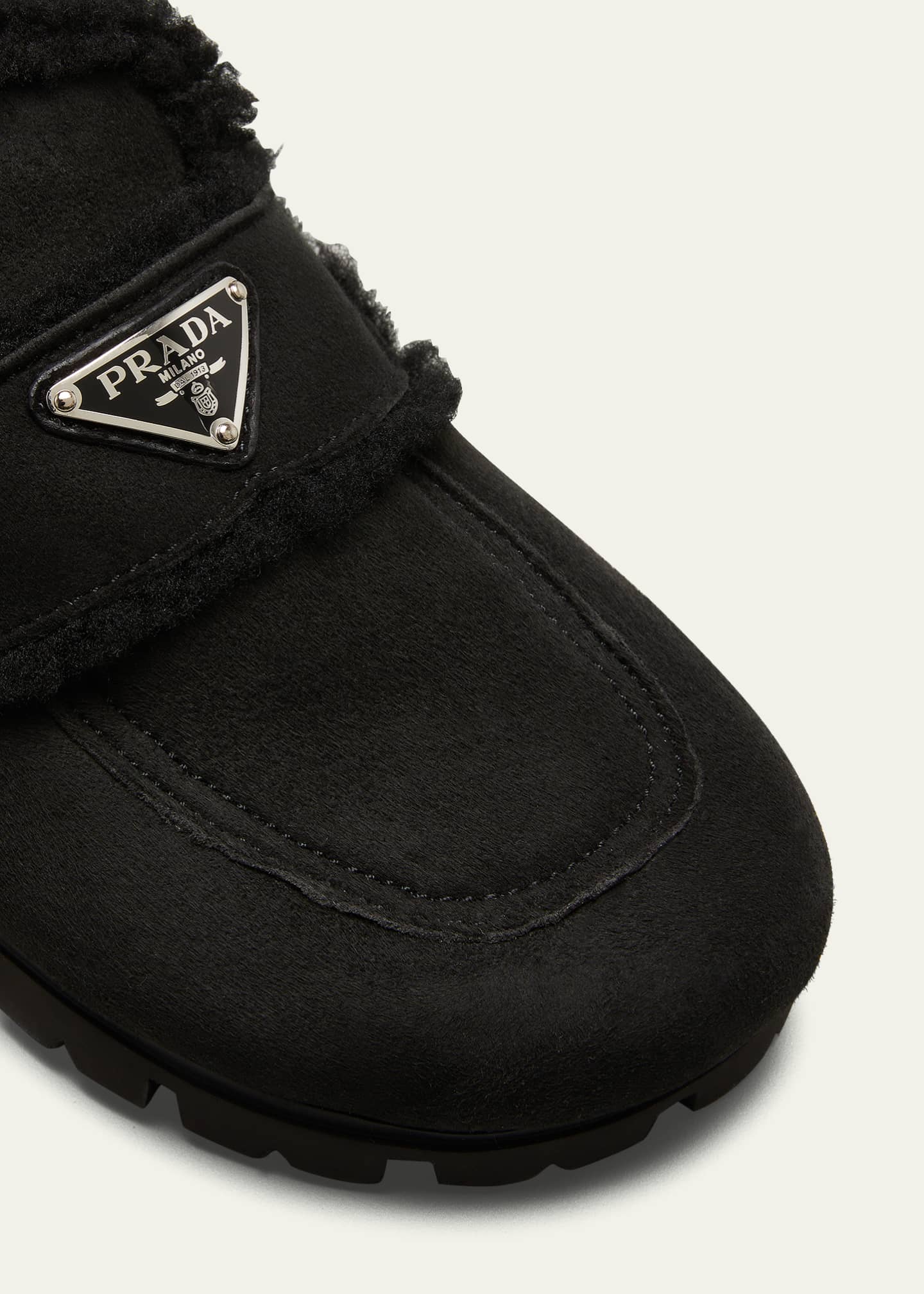Prada Flat Shearling Fur Lined Mules Bergdorf Goodman
