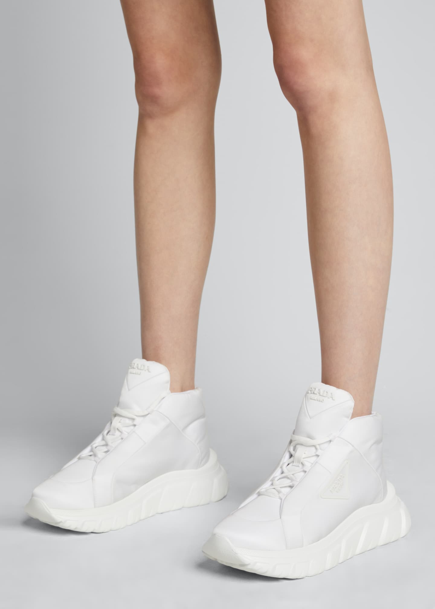 Nylon Lace-Up Fashion Mid-Top Sneakers