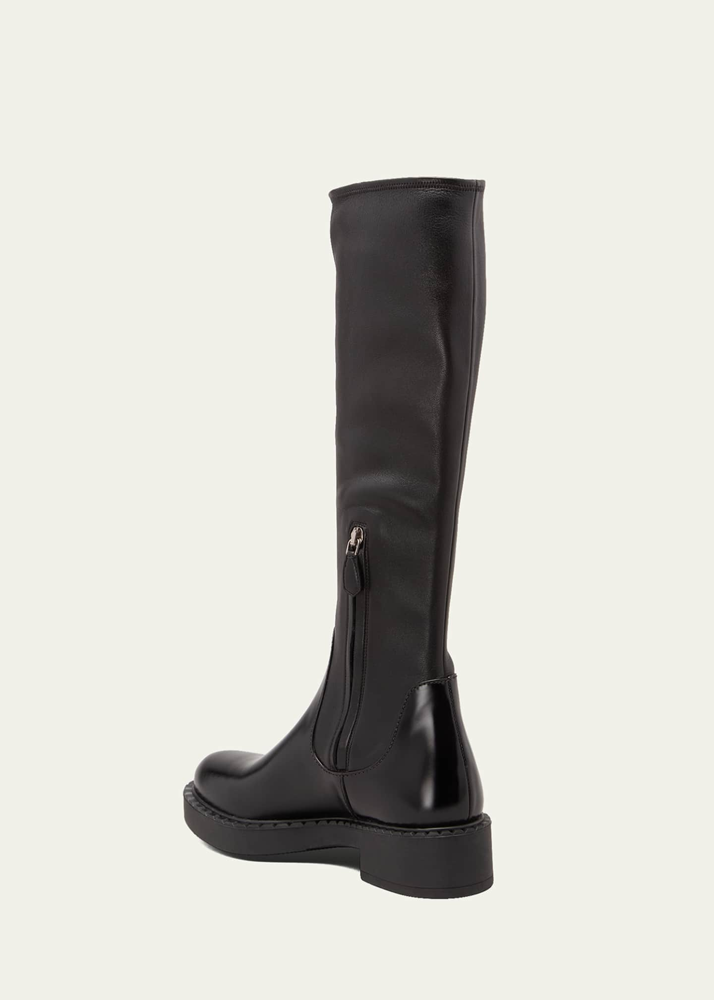 Prada Stretch Napa Moto Knee Boots - Bergdorf Goodman