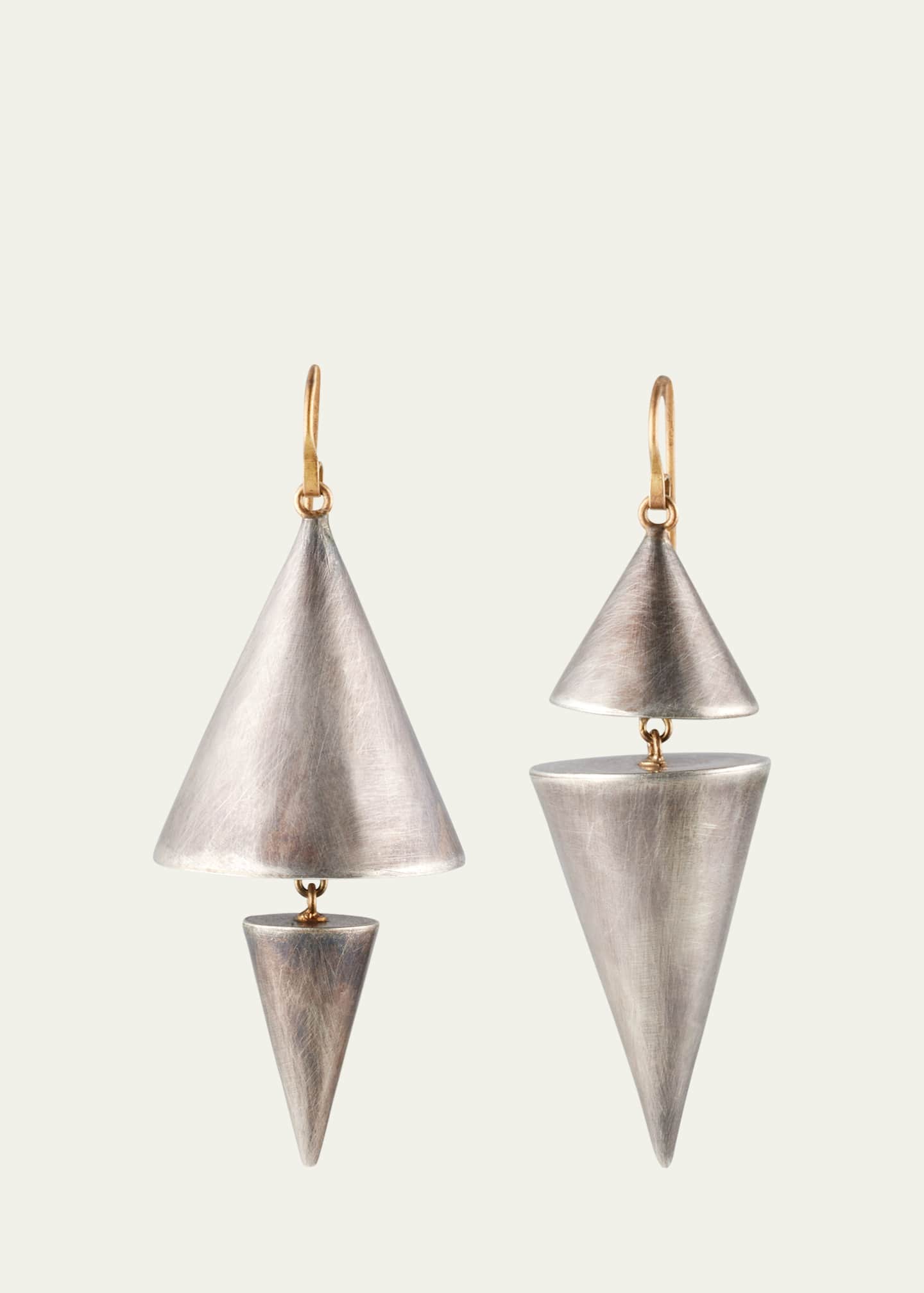JUDY GEIB 18K Yellow Gold and Silver Cone Earrings Image 1 of 4