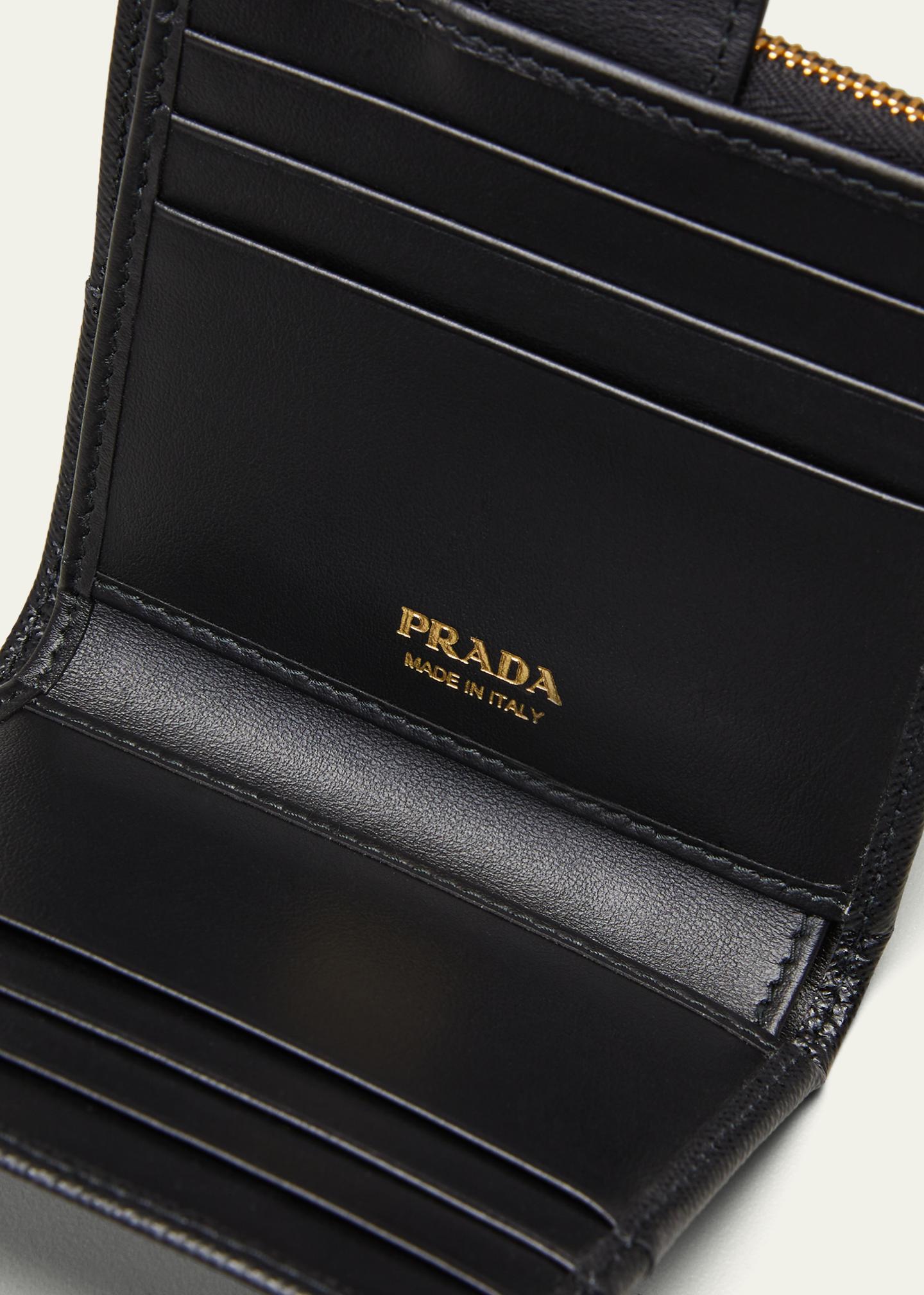 Prada Small Leather Wallet with Triangle Snap - Bergdorf Goodman