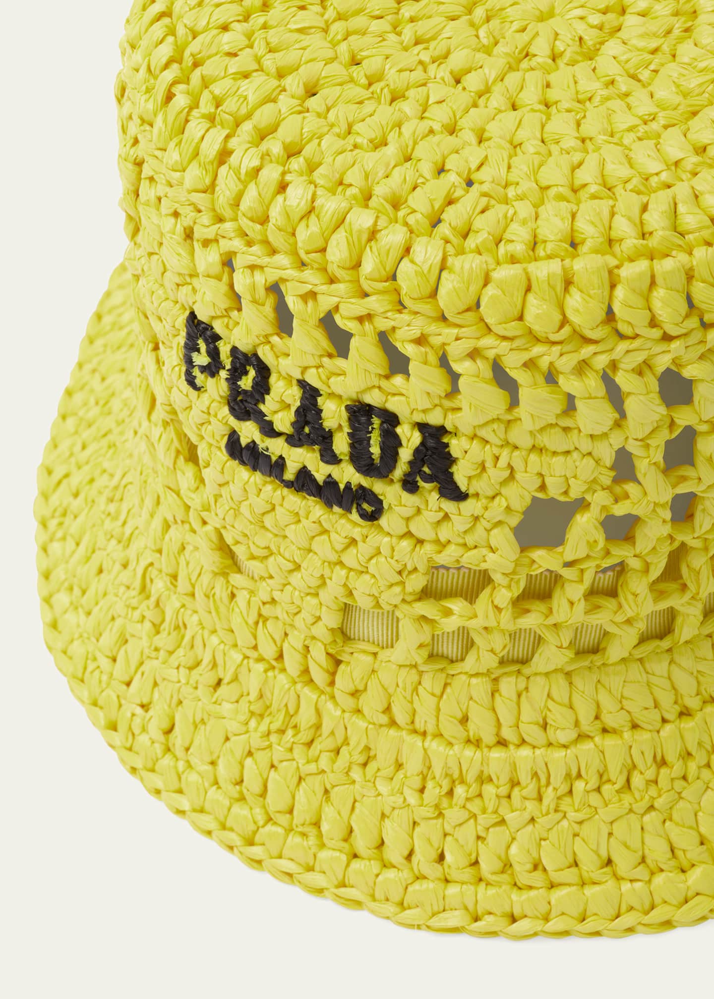 Prada Logo Cutout Raffia Bucket Hat - Bergdorf Goodman