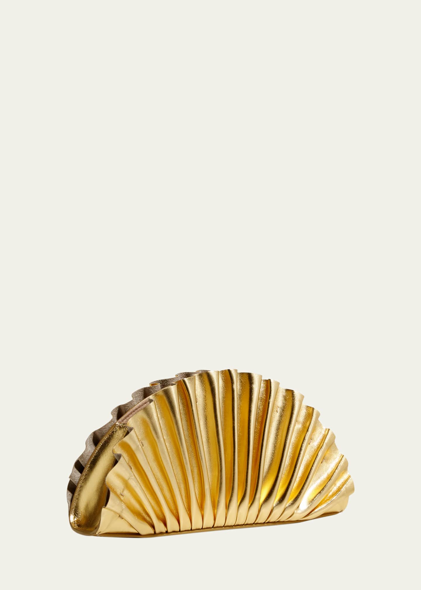 Cult Gaia Nala Mini Pleated Metallic Clutch Bag Image 3 of 4