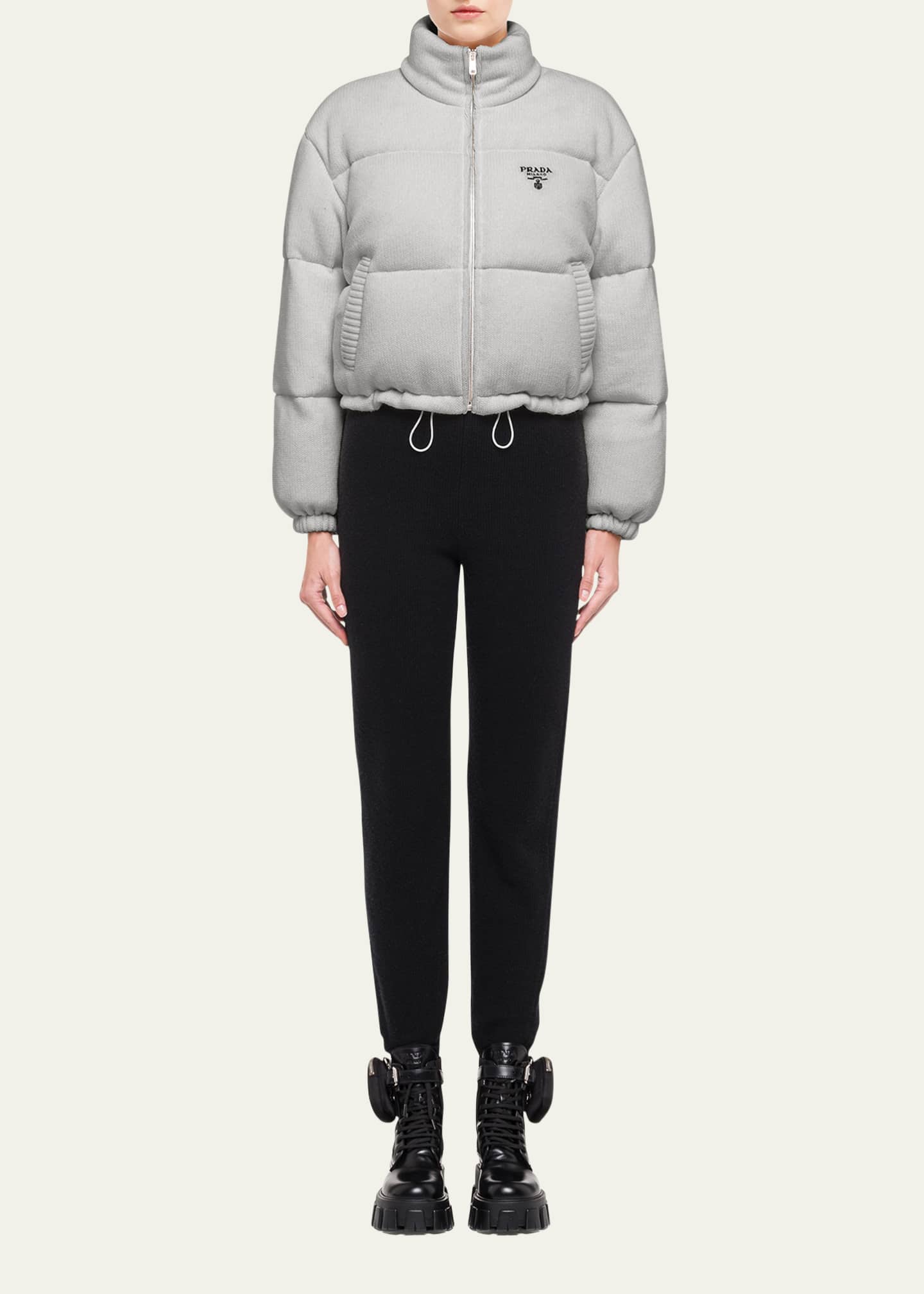 Prada Cashmere Wool Cropped Puffer Jacket Bergdorf Goodman