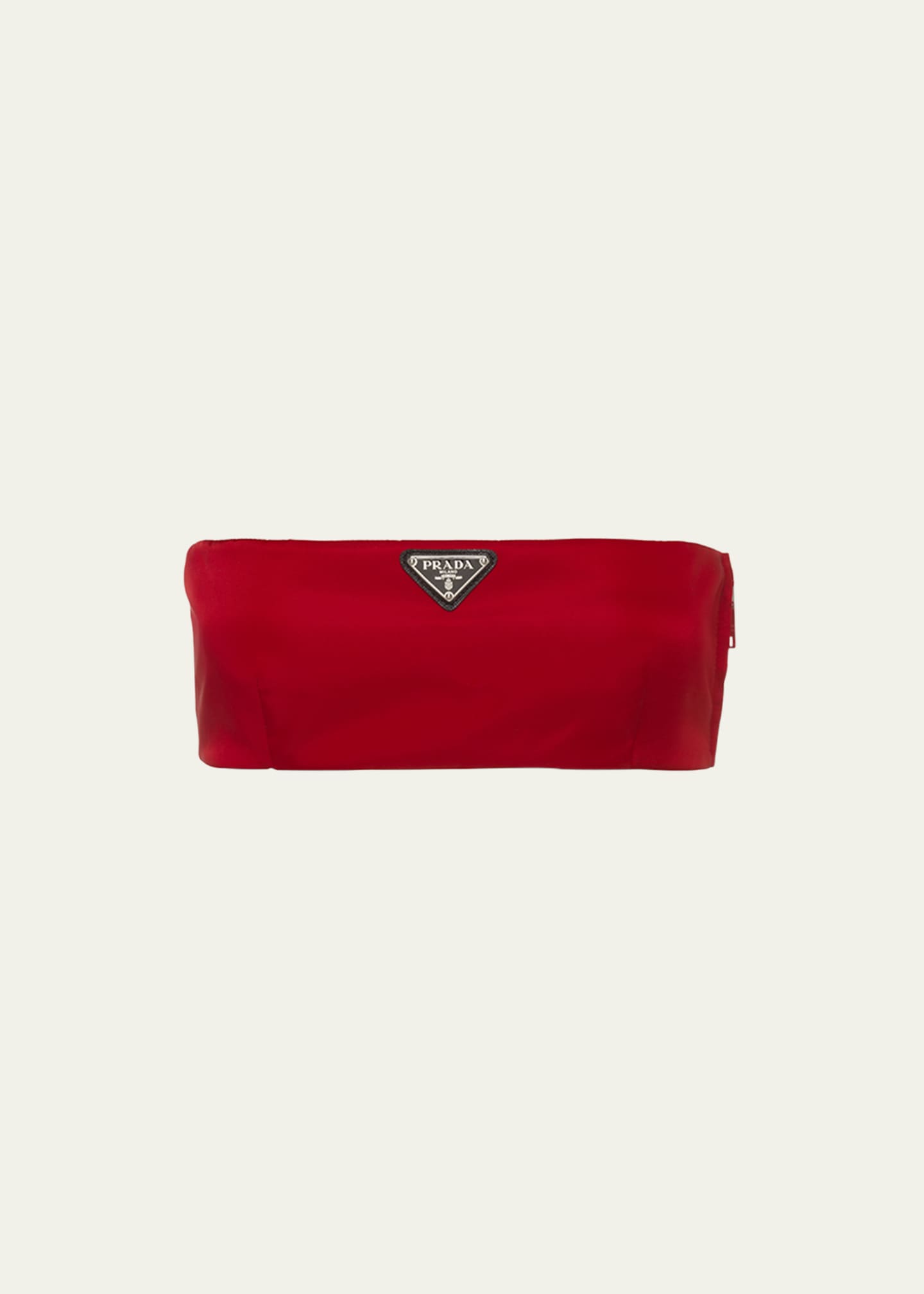 Logo nylon bustier top in red - Prada