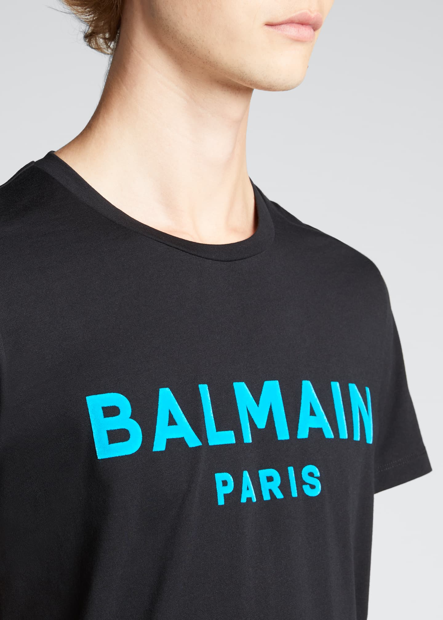 Balmain Men's Flocked-Logo T-Shirt - Bergdorf Goodman