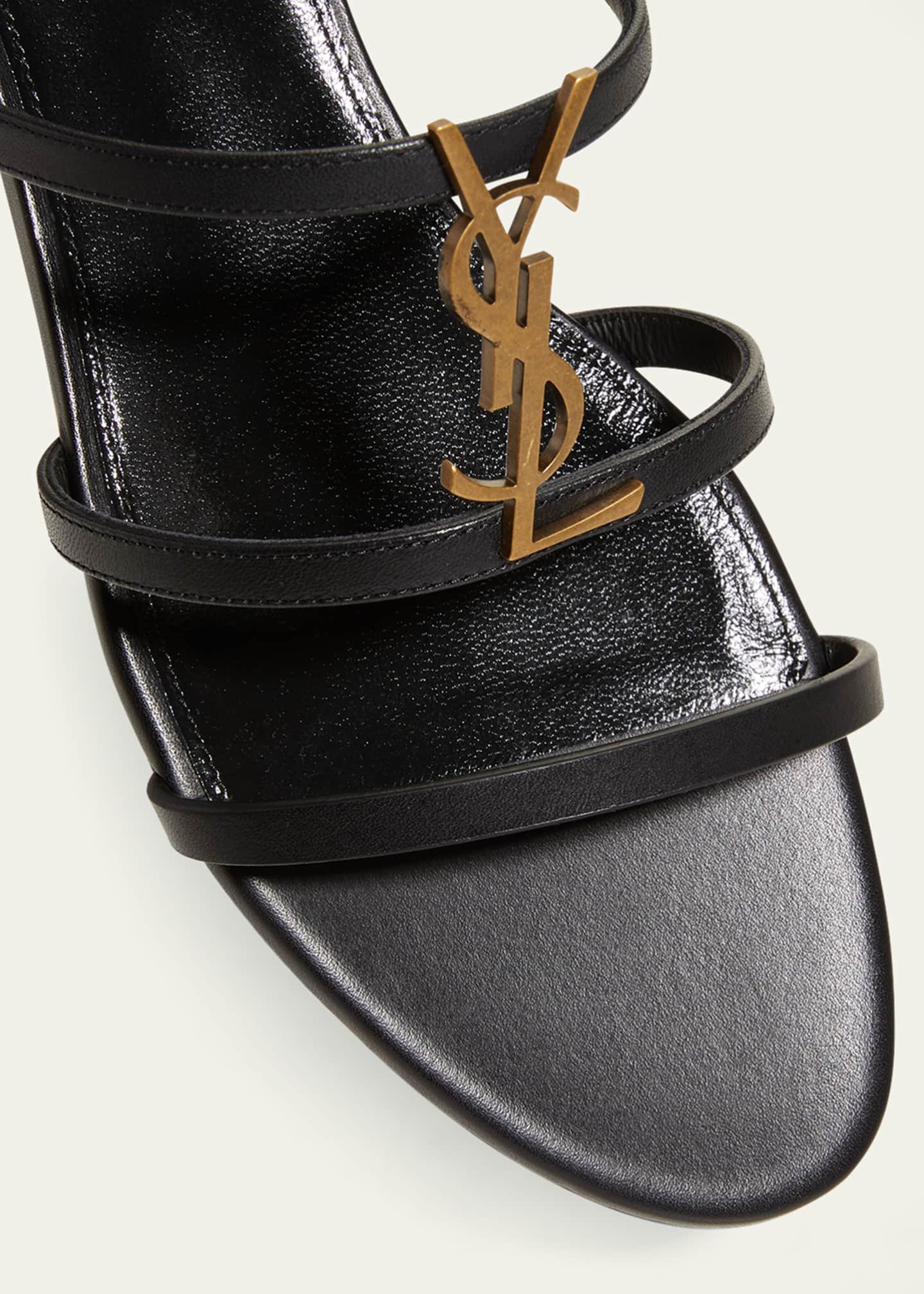 Saint Laurent Cassandra Calfskin YSL Slingback Sandals Image 5 of 5
