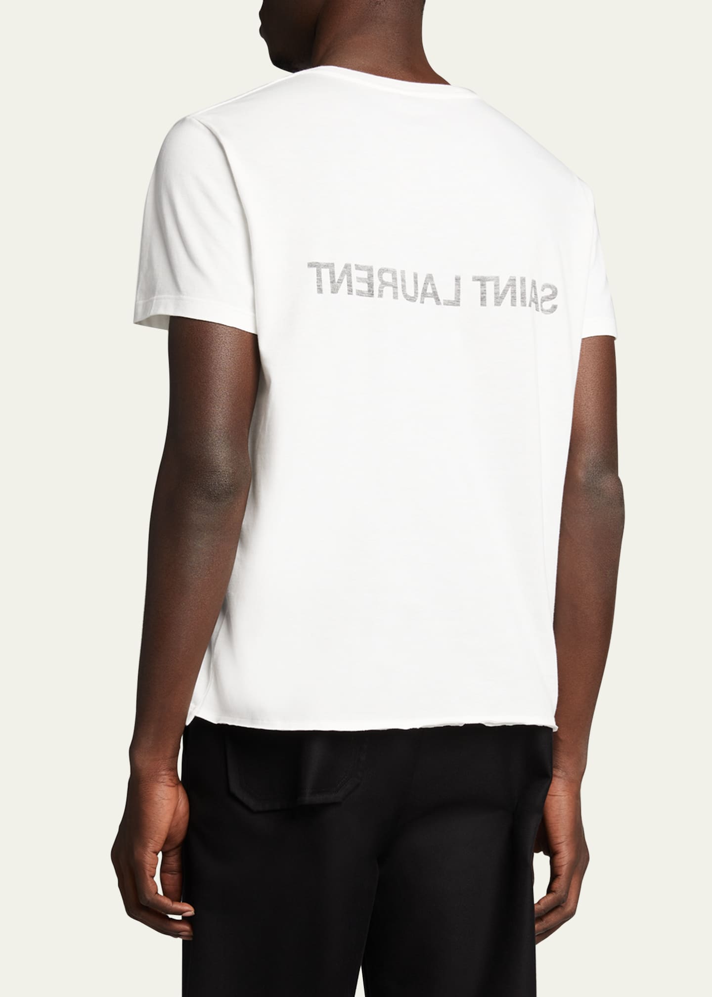 Saint Laurent Men's Backwards-Logo T-Shirt Image 3 of 5