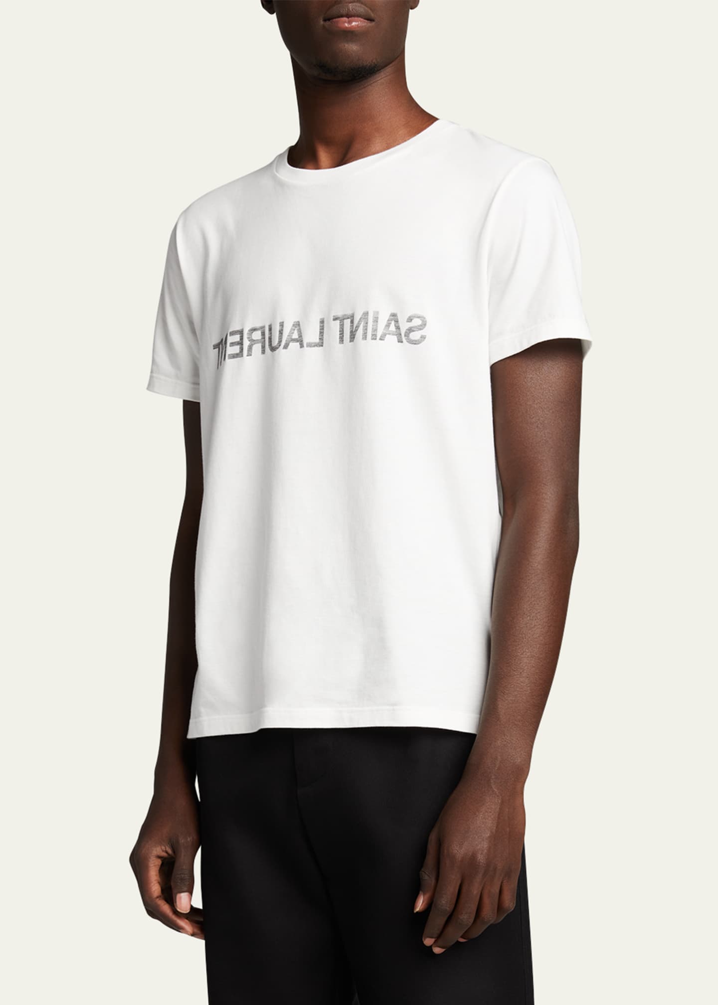 Saint Laurent Men's Backwards-Logo T-Shirt Image 4 of 5