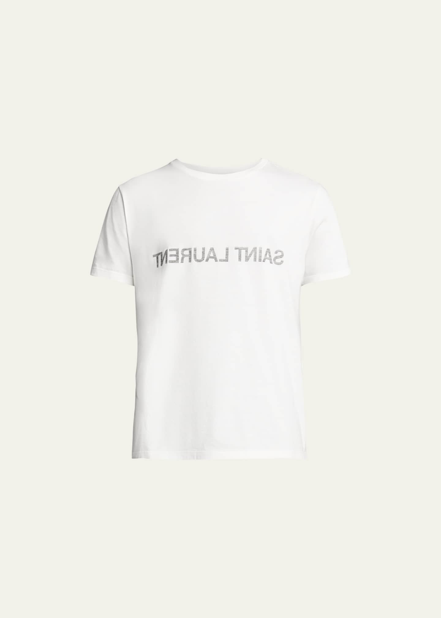 Saint Laurent Men's Backwards-Logo T-Shirt Image 1 of 5