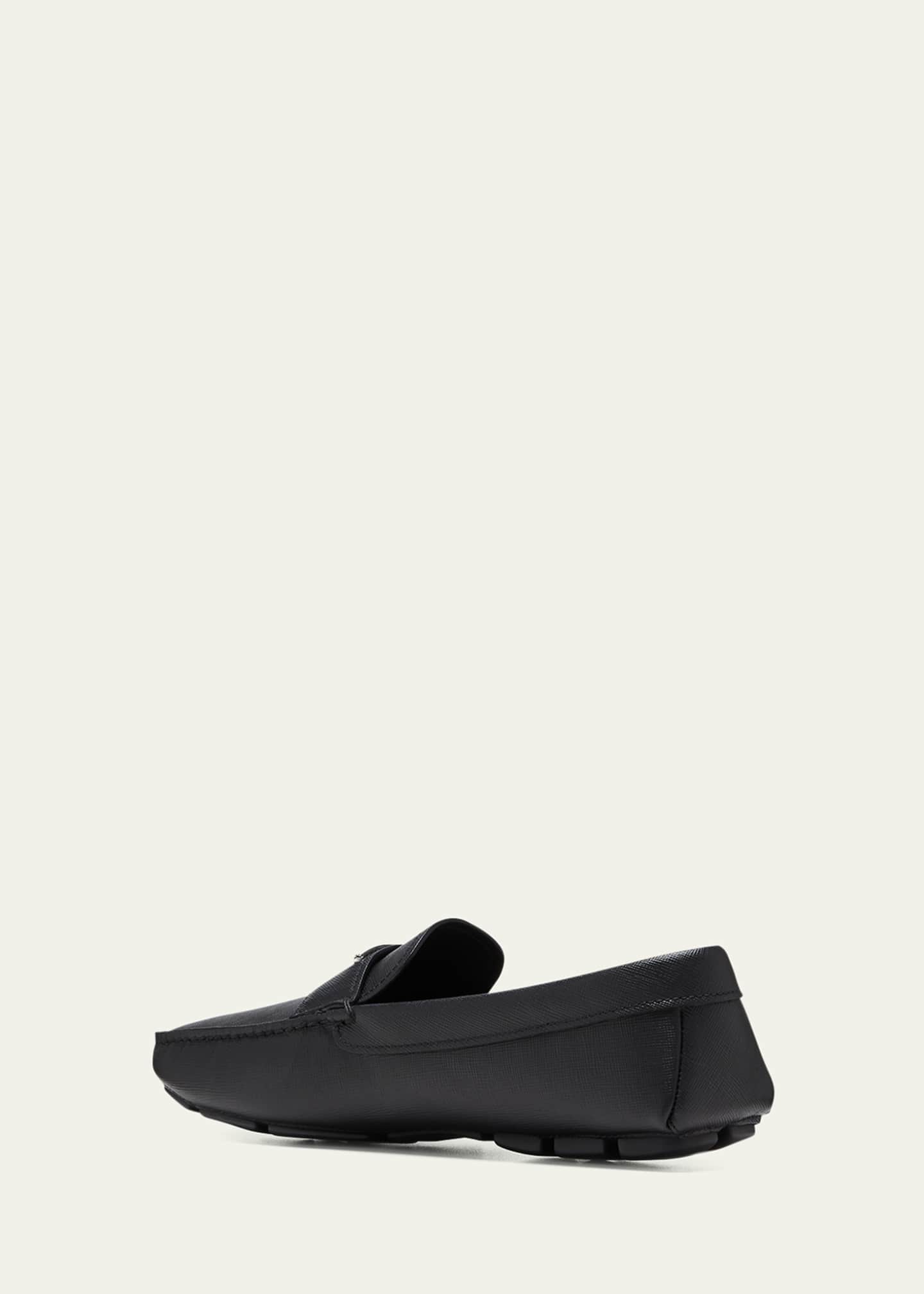 Prada Men's Triangle Logo Leather Drivers - Bergdorf Goodman