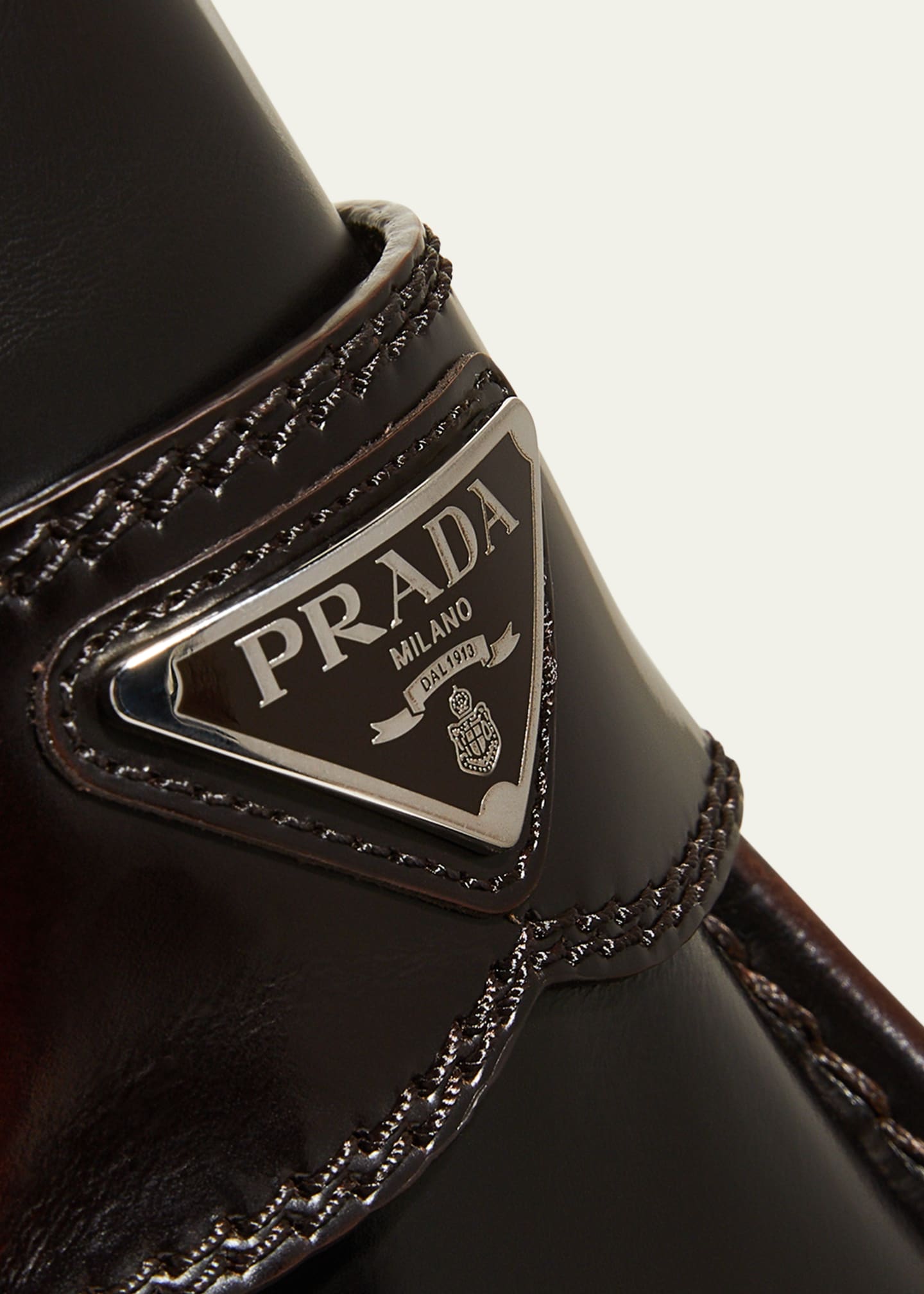 Prada Men's Triangle Logo Leather Loafers Image 5 of 5