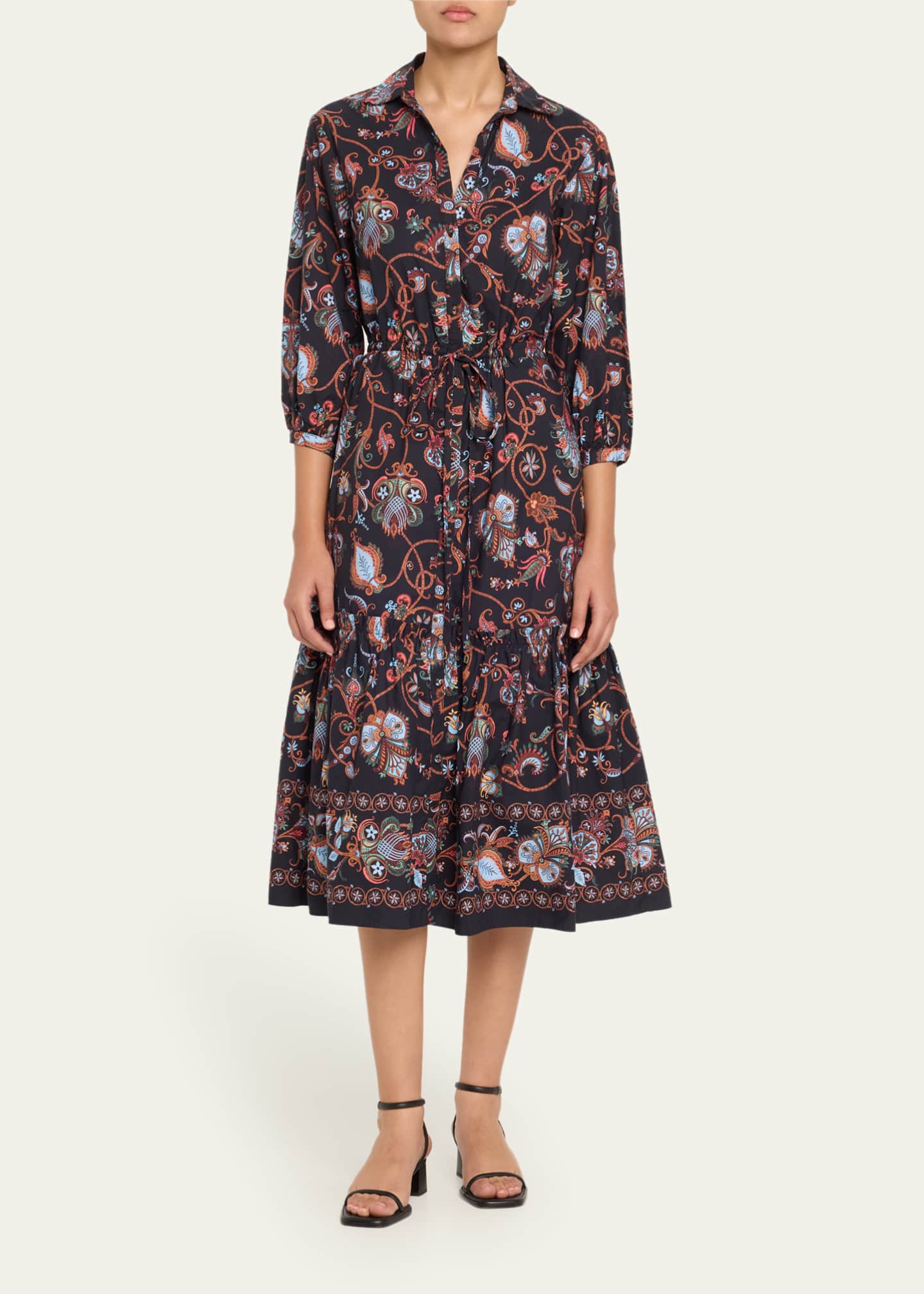 Hutton Puff-Sleeve Midi Shirtdress