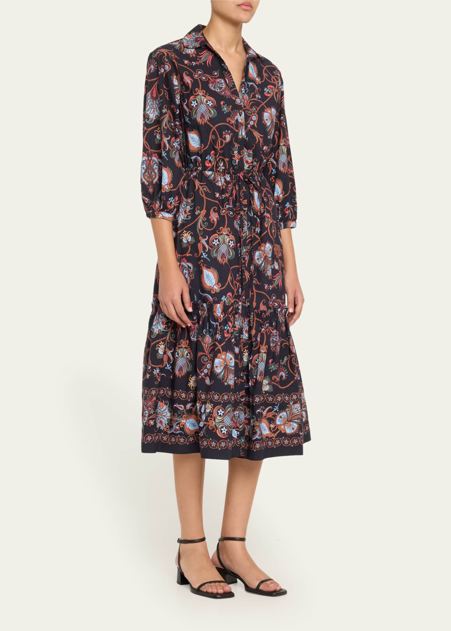 Hutton Puff-Sleeve Midi Shirtdress