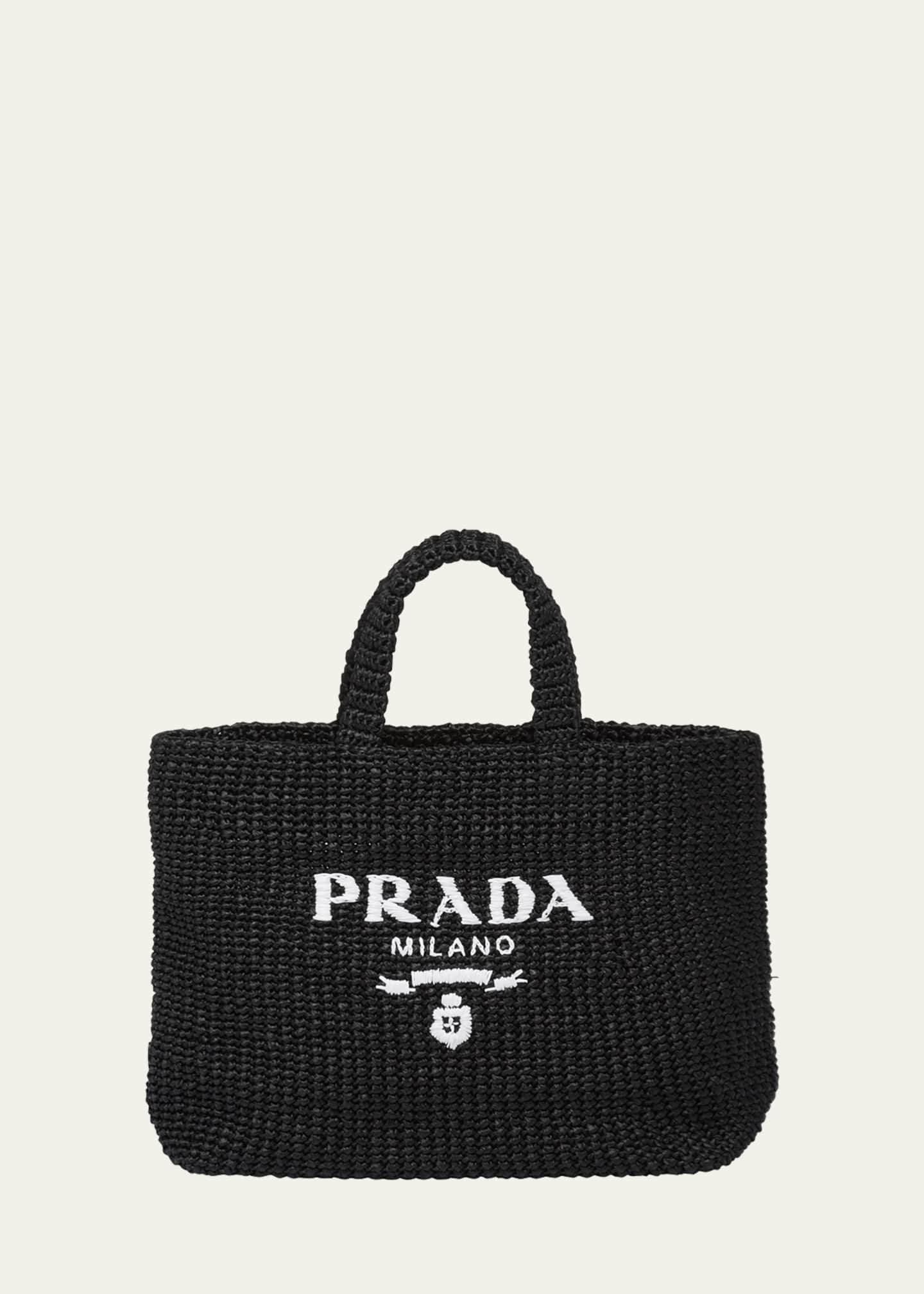 Shop Prada Small Raffia Tote Bag