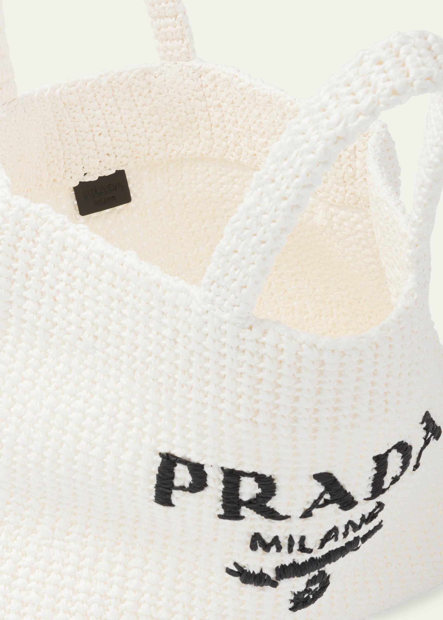 Prada Logo Striped Raffia Shoulder Bag Image 2 of 2