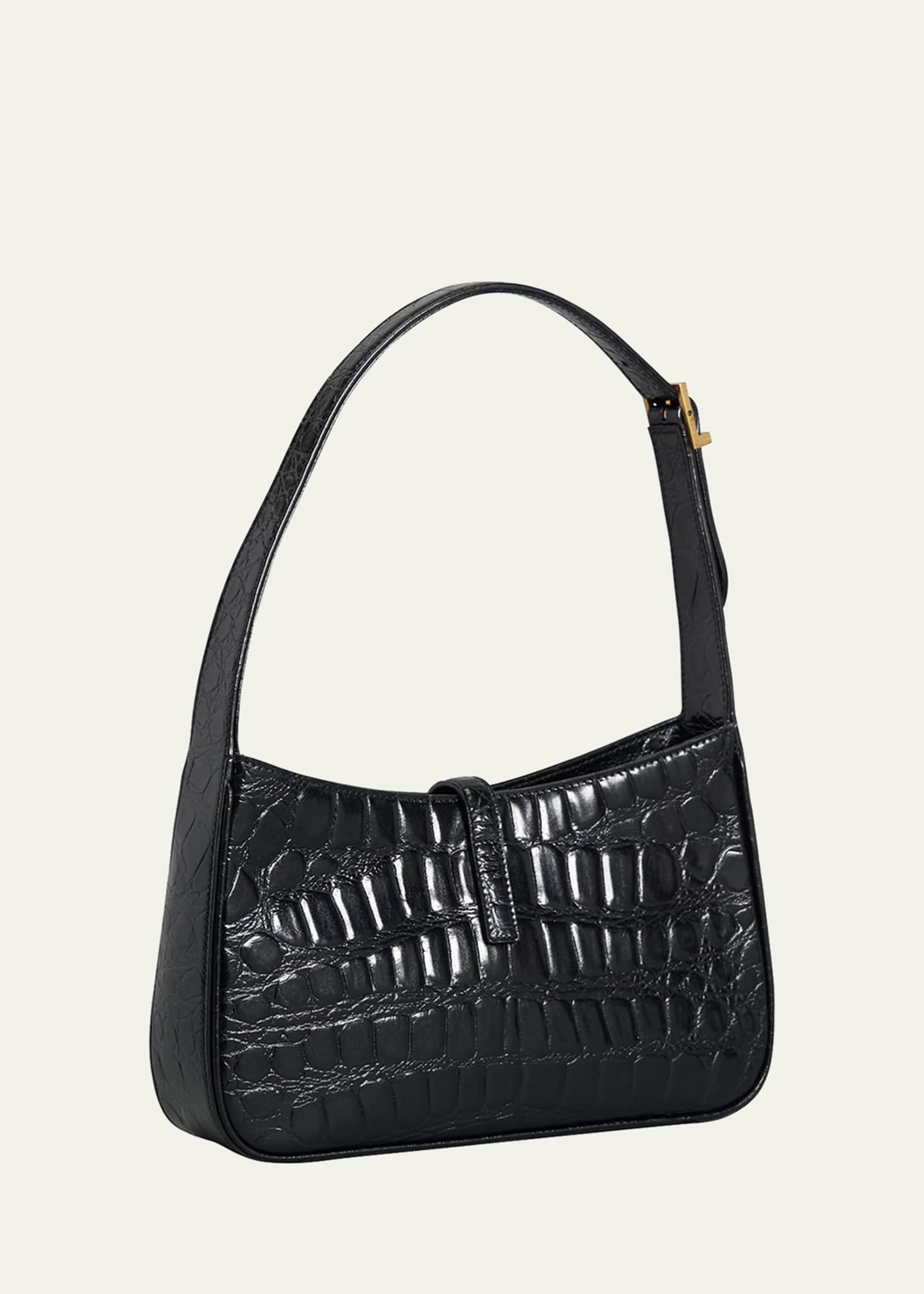 Saint Laurent Le 5 A 7 YSL Croc-Embossed Hobo Bag