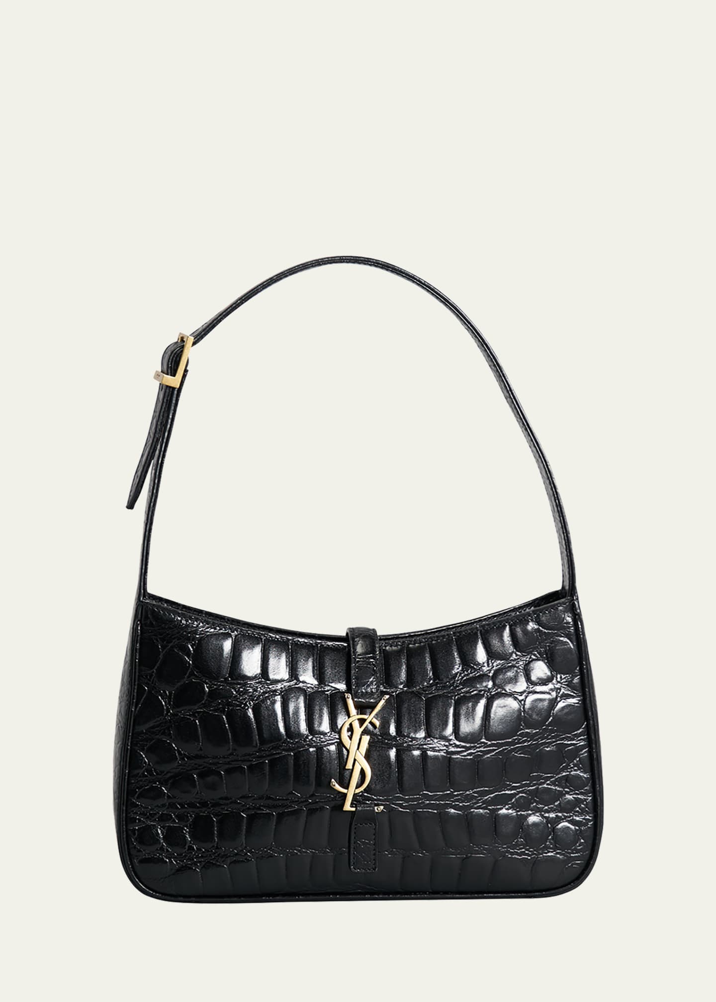 Saint Laurent Le 5 A YSL Croc-Embossed Hobo Shoulder Bag - Bergdorf Goodman