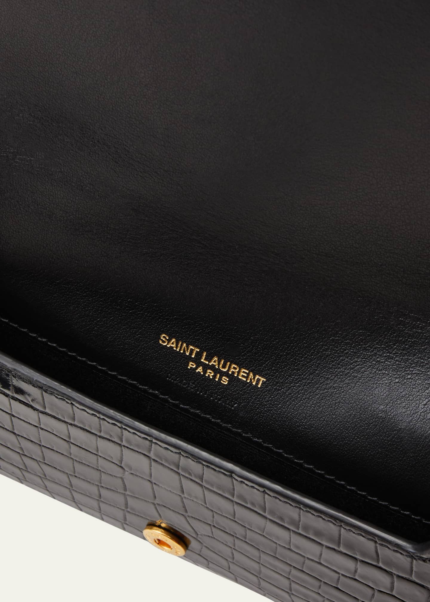 Saint Laurent YSL Croc-Embossed Phone Holder Shoulder Bag Image 4 of 7